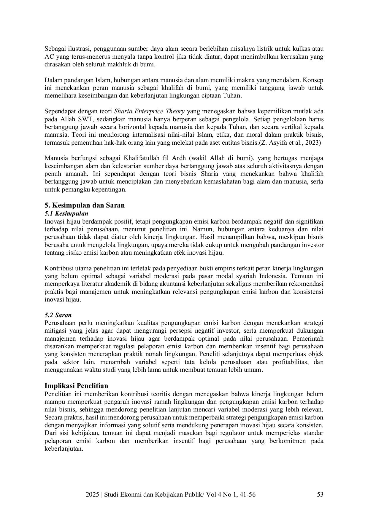 JURIS Pengaruh Emisi Karbon Inovasi Hijau Terhadap Nilai Perusahaan dengan Moderasi Kinerja Lingkungan