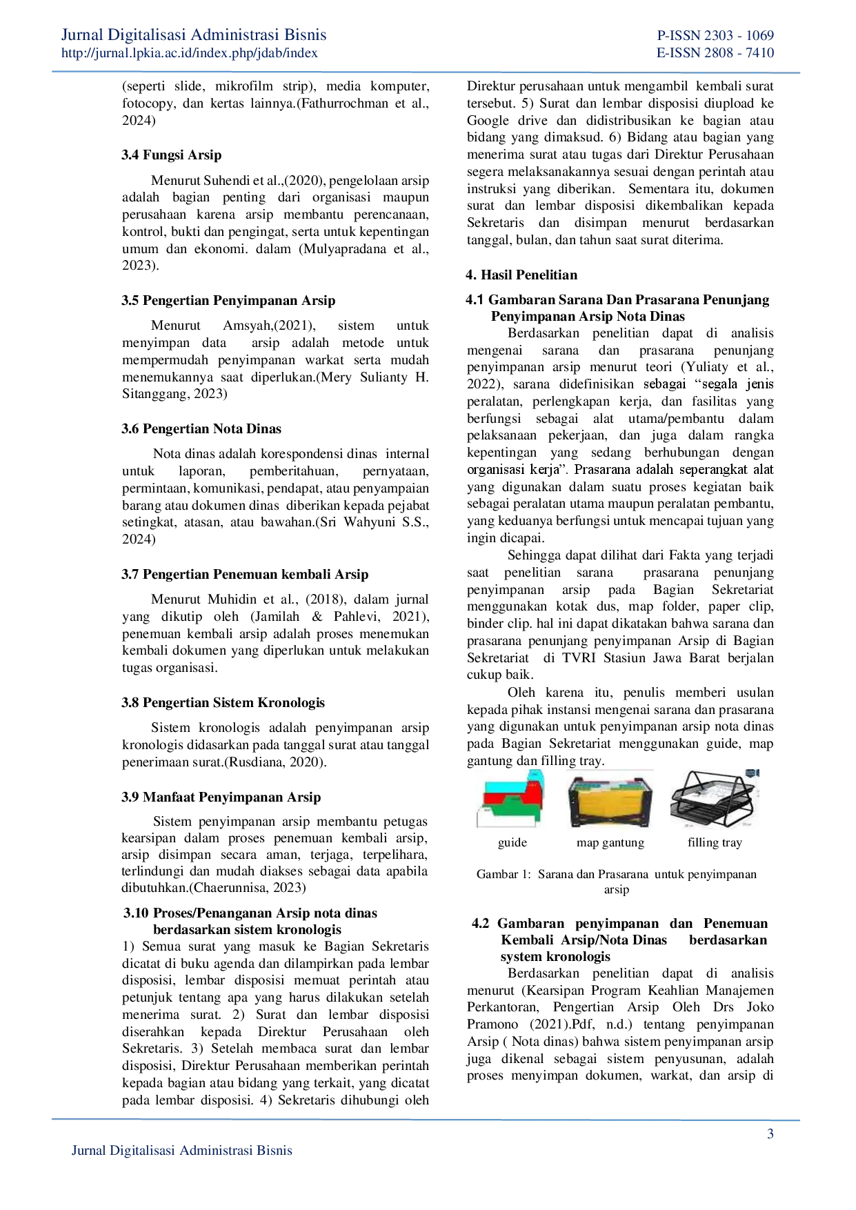 juris Penanganan Penyimpanan Arsip Nota Dinas Berdasarkan Sistem Kronologis Pada Bagian Sekretariat Di Televisi Republik Indonesia