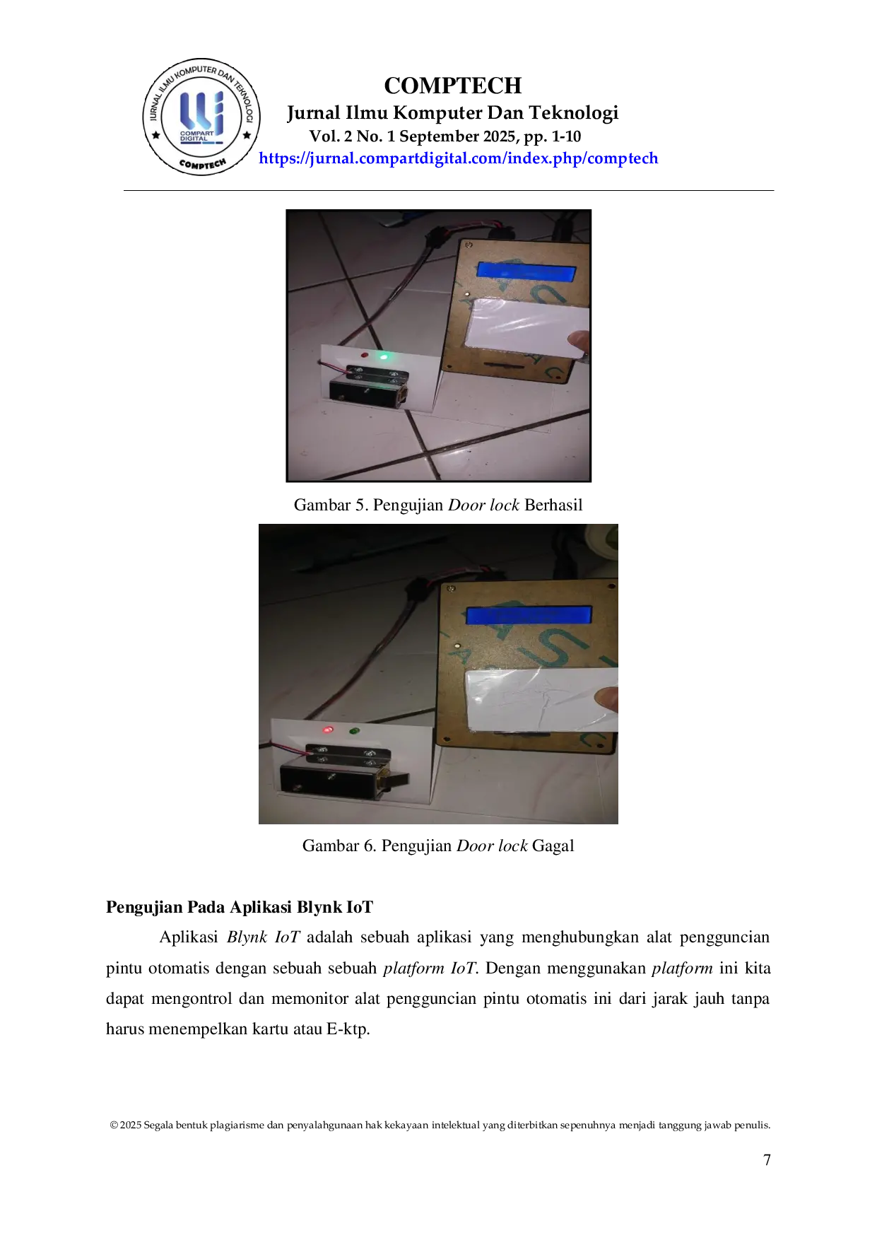 JURIS Sistem Penguncian Pintu Otomatis Menggunakan Rfid Berbasis Mikrokontroler Wemos Esp8266