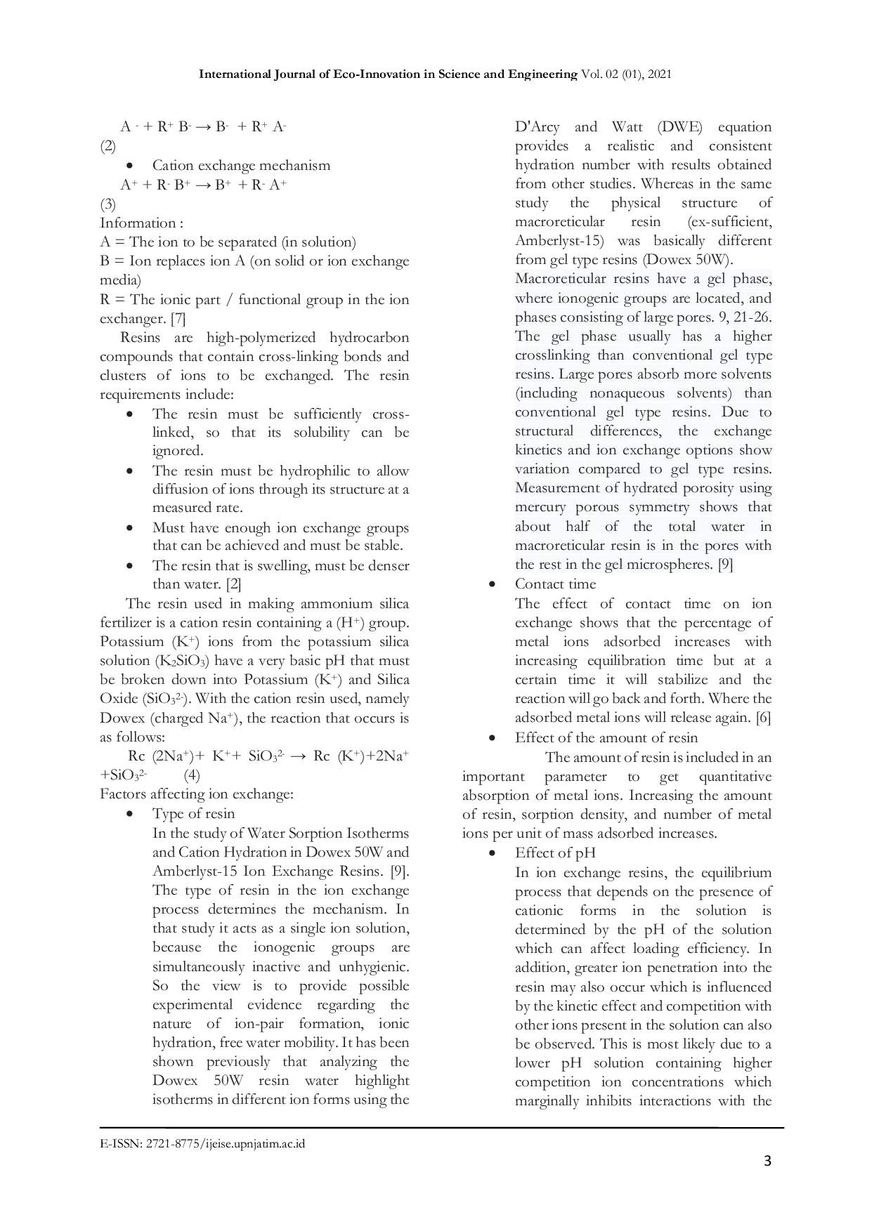JURIS The Effect of Resin and NH4OH Addition in The Making of Ammonium Silica Fertilizer from Geothermal Sludge
