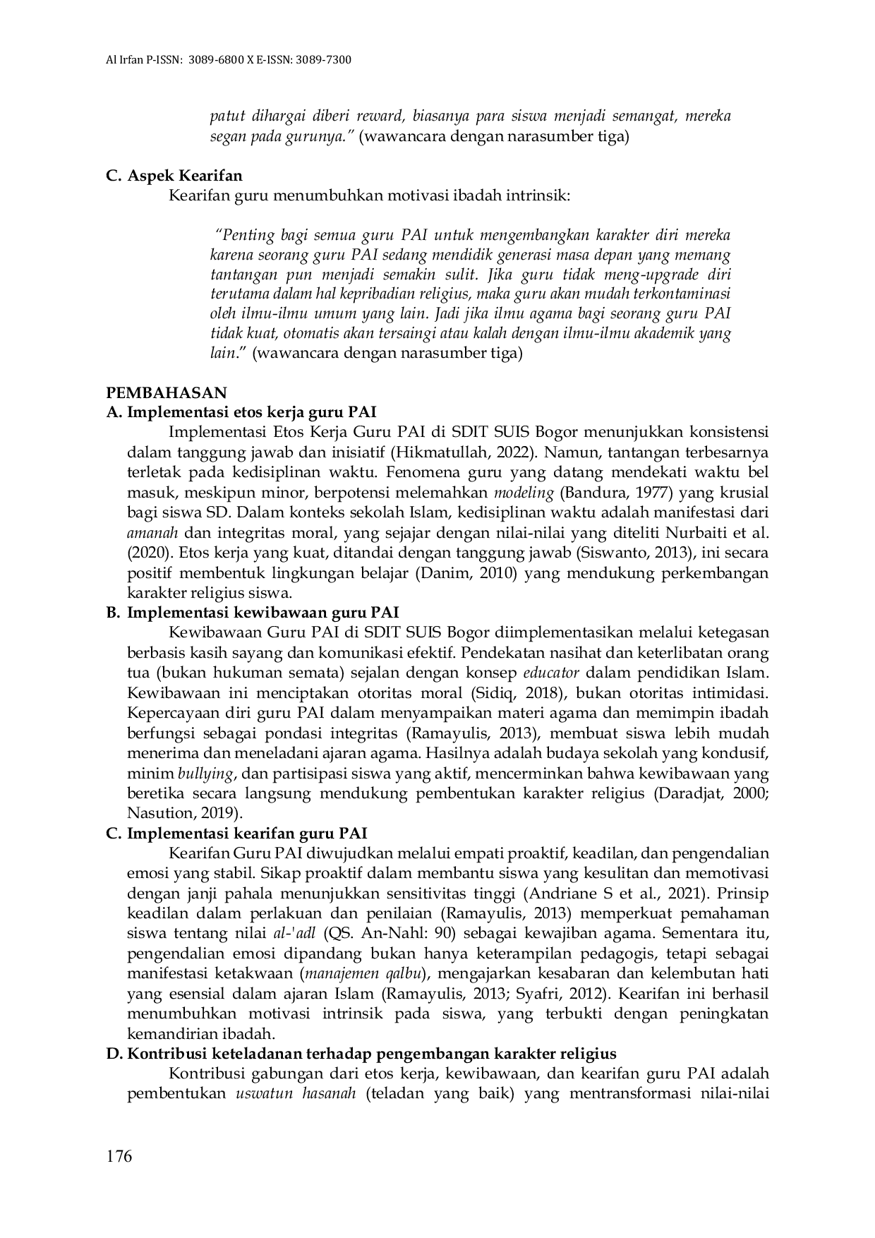 JURIS Keteladanan Guru Pai Pada Aspek Kepribadian Untuk Mengembangkan Karakter Religius Siswa Di Sdit Suis Bogor