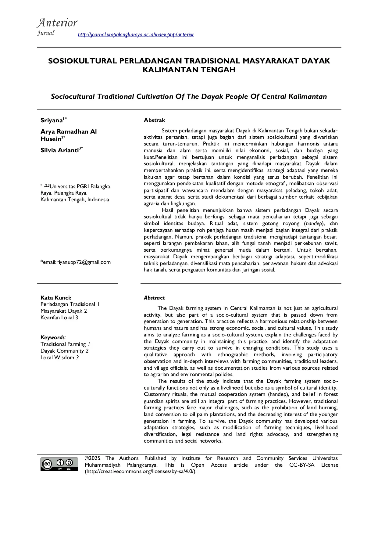 JURIS Sosiokultural Perladangan Tradisional Masyarakat Dayak Kalimantan Tengah