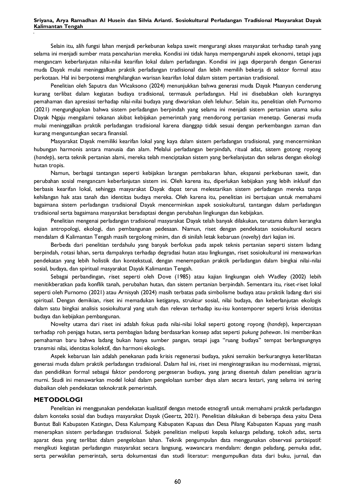 JURIS Sosiokultural Perladangan Tradisional Masyarakat Dayak Kalimantan Tengah