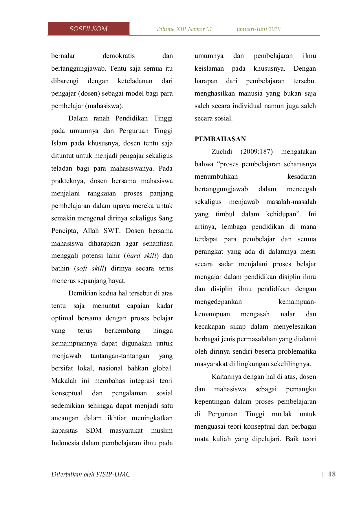 JURIS Integrasi Teori Konseptual Dan Pengalaman Sosial Dari Sudut Pandang Pembelajaran Islam