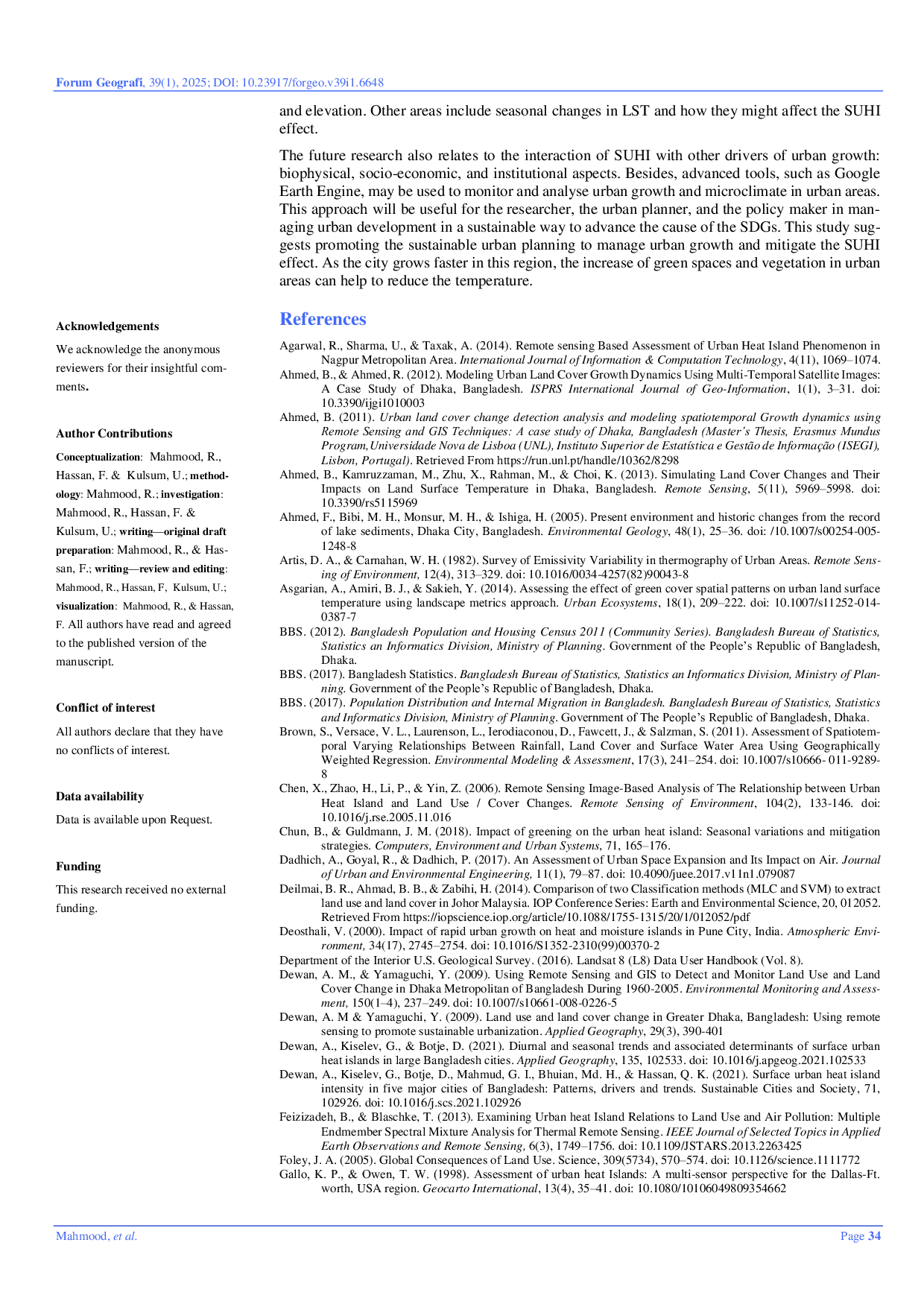 JURIS Exploring the Role of Population Dynamics in Surface Urban Heat Island Hotspots in Peri Urban Dhaka
