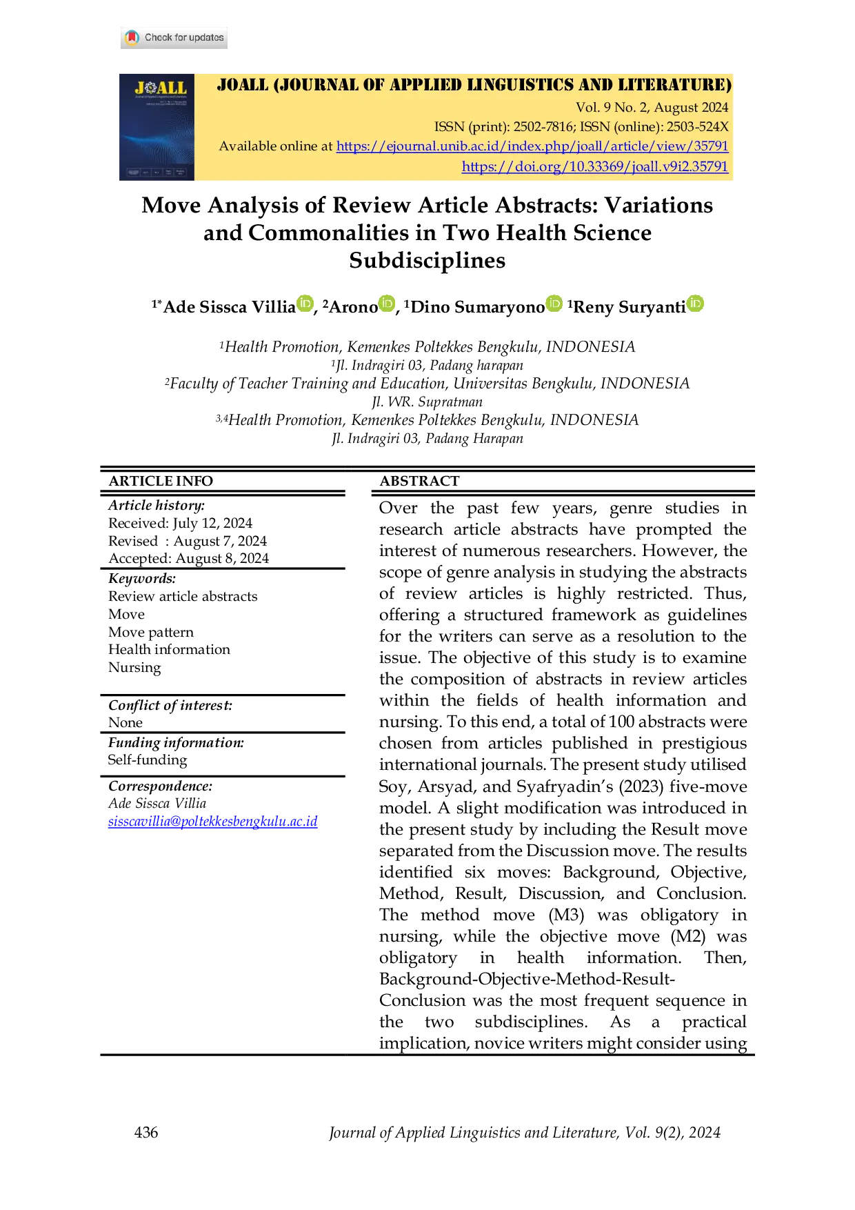 JURIS Analisis Pergerakan Abstrak Artikel Tinjauan Variasi dan Kesamaan dalam Dua Subdisiplin Ilmu Kesehatan