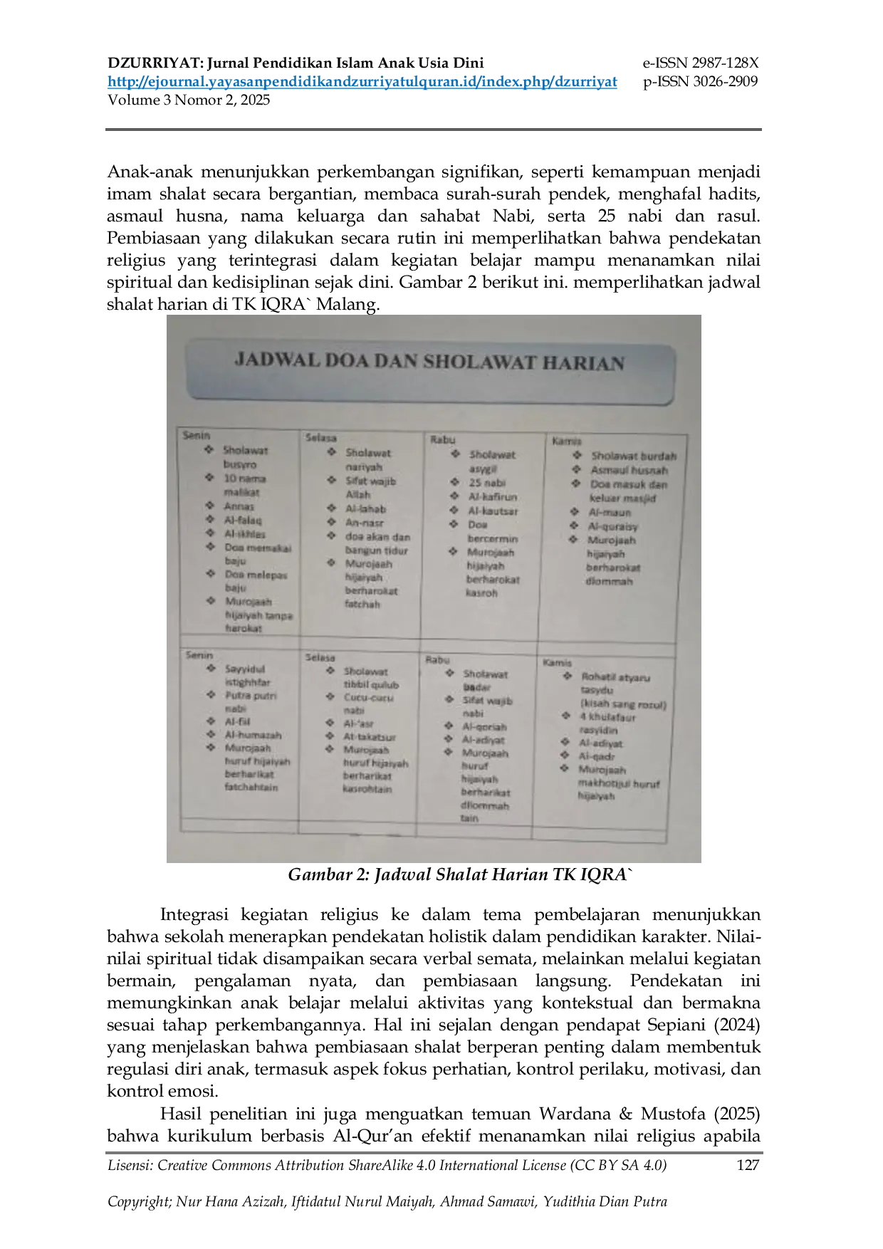JURIS Implementasi Kurikulum PAUD Berbasis Karakter dalam Pembentukan Kebiasaan Shalat Anak di TK IQRA Malang