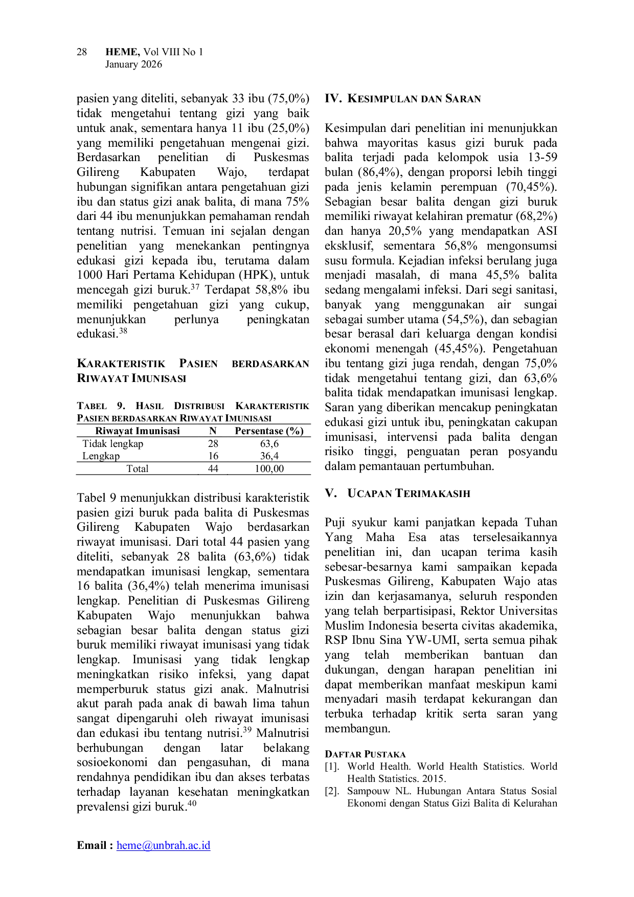 JURIS Karakteristik Pasien Gizi Buruk Pada Balita di Puskesmas Gilireng Kabupaten Wajo 2024