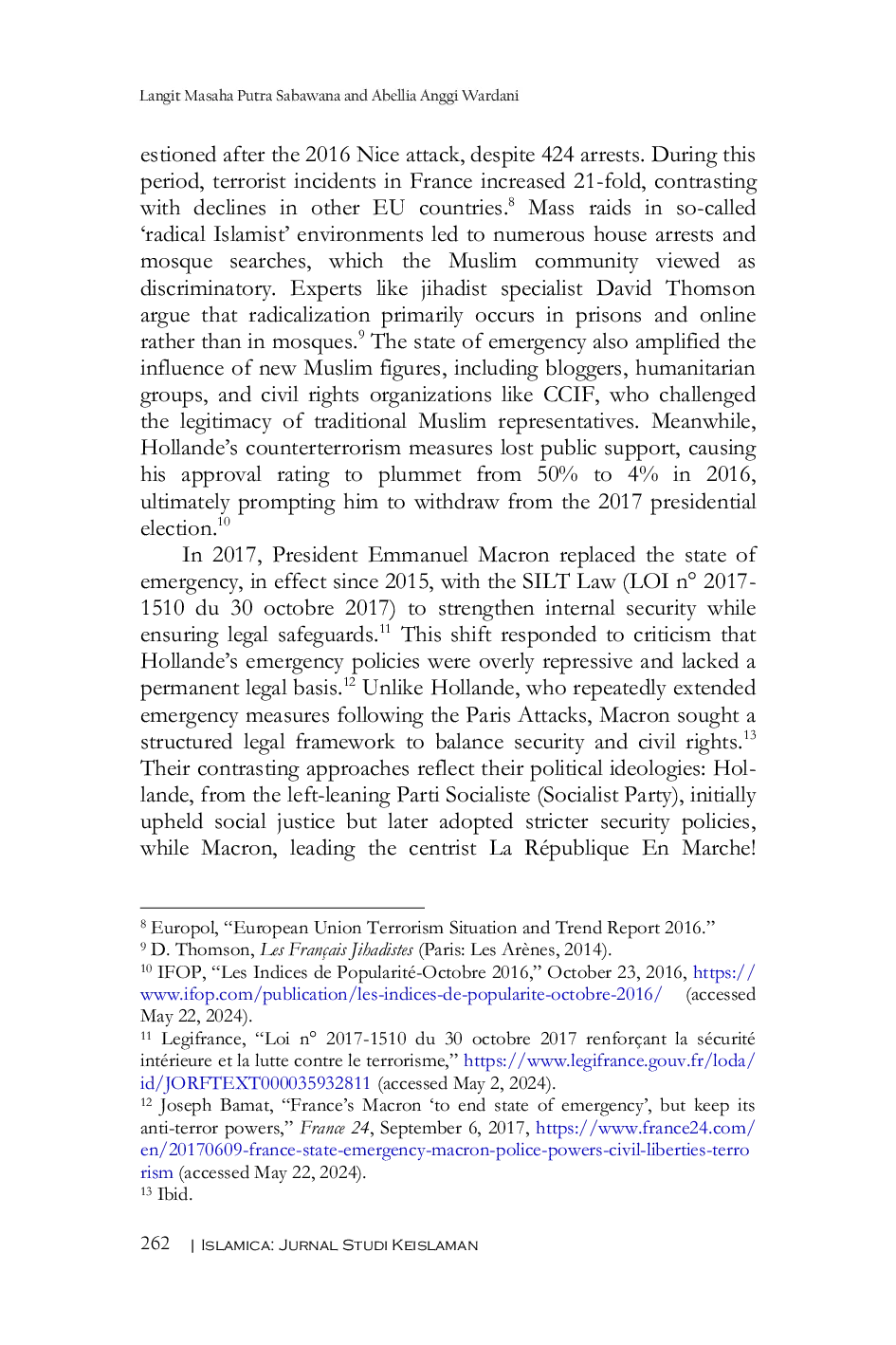 JURIS Islamophobia and Counter Terrorism in France Political Discourses Under Hollande and Macron After the 2015 Paris Attacks