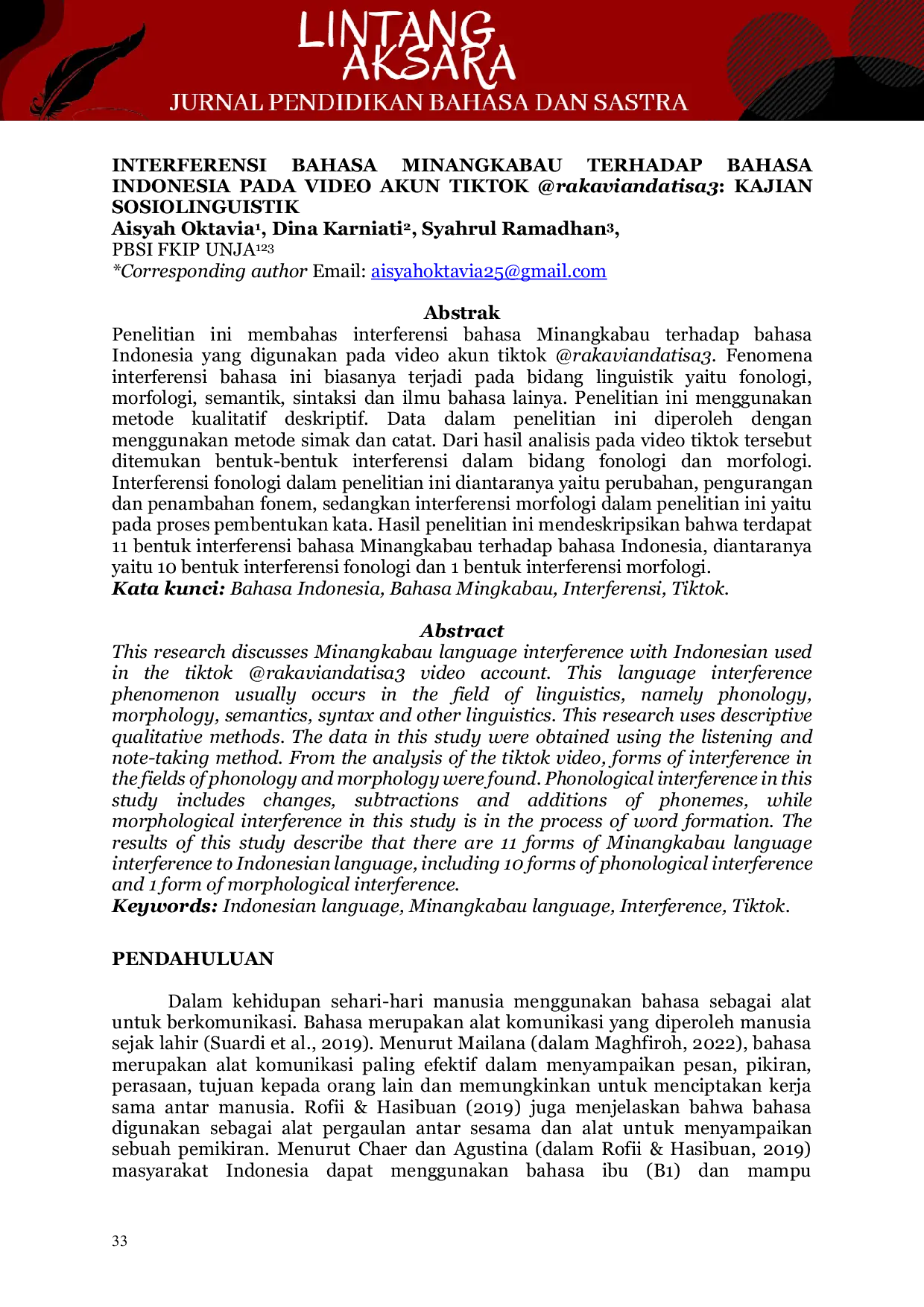 JURIS INTERFERENSI BAHASA MINANGKABAU TERHADAP BAHASA INDONESIA PADA VIDEO AKUN TIKTOK rakaviandatisa3 KAJIAN SOSIOLINGUISTIK