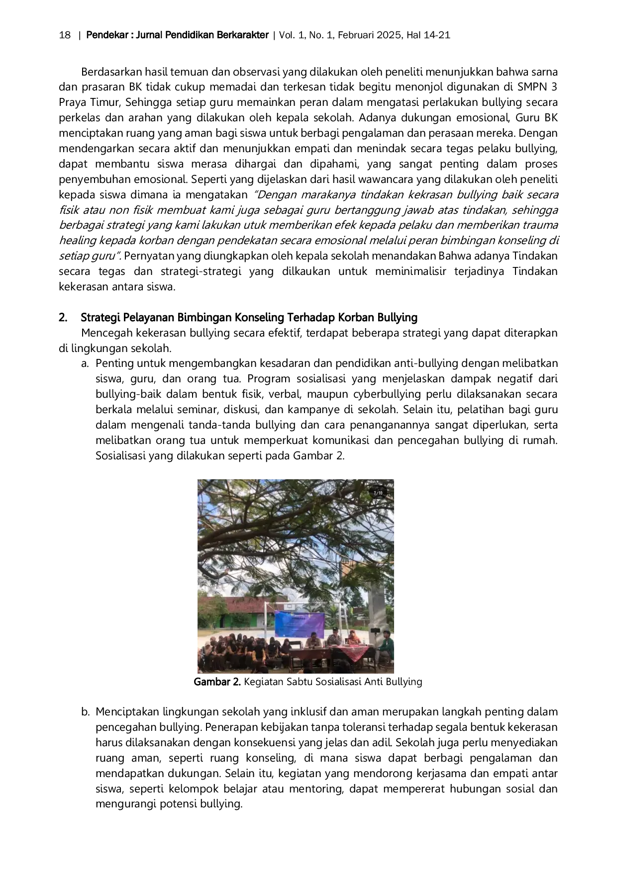 JURIS Investigasi Strategi Pelayanan Bimbingan Konseling terhadap Penanganan Kasus Bulliying pada Siswa di Sekolah Menengah