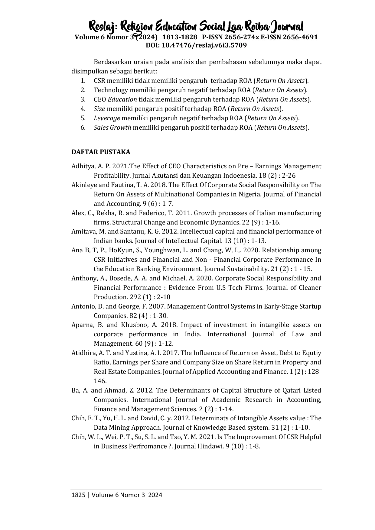 JURIS Pengaruh CSR Technology dan CEO Education Terhadap Profitabilitas Perusahaan Manufaktur yang Terdaftar di Bursa Efek Indonesia