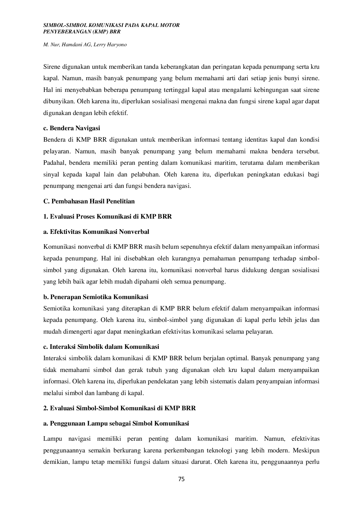 JURIS Simbol Simbol Komunikasi Pada Kapal Motor Penyeberangan KMP BRR