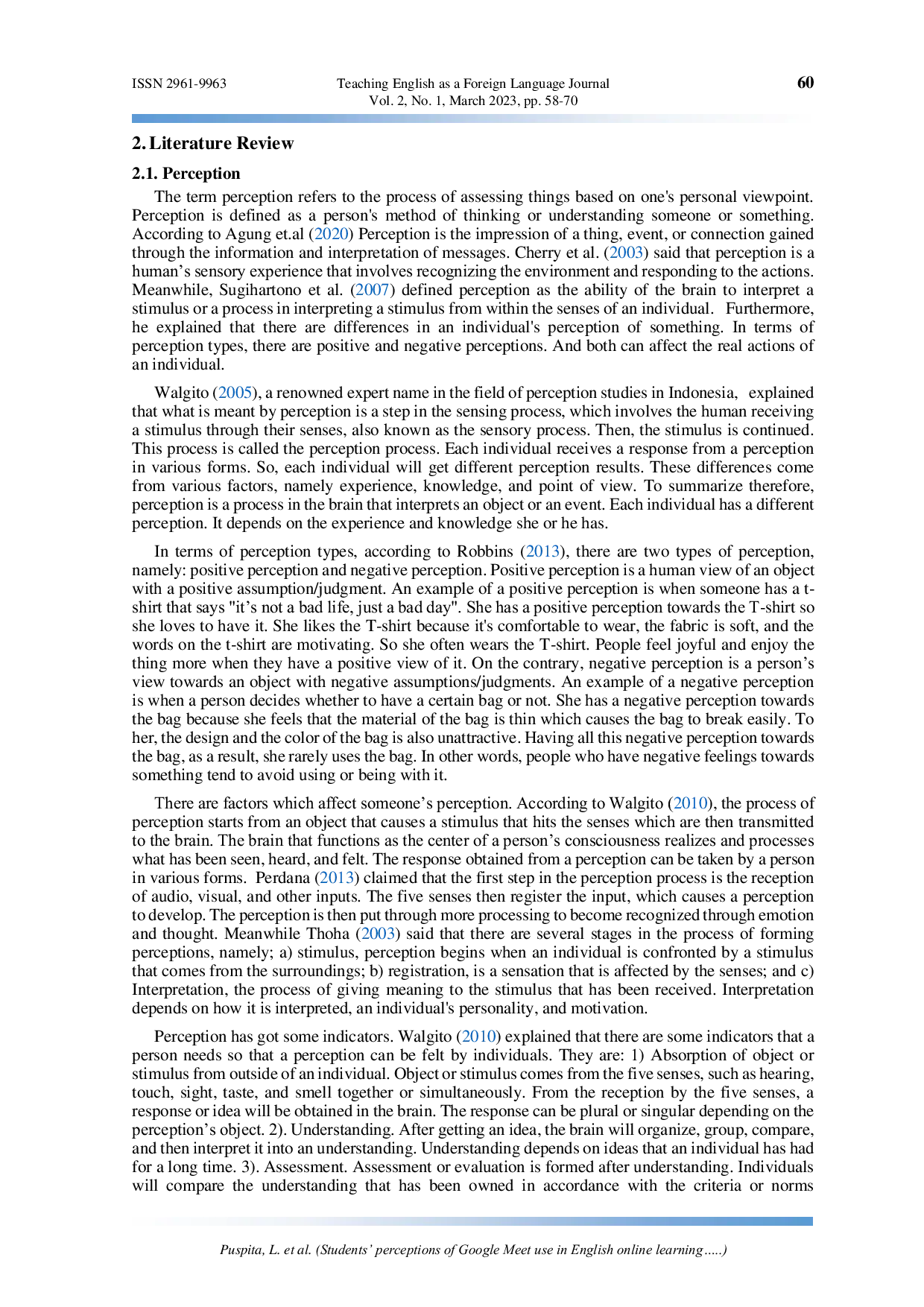 JURIS Students perceptions of using Google Meet in English online learning at Muhammadiyah Nitikan Elementary School