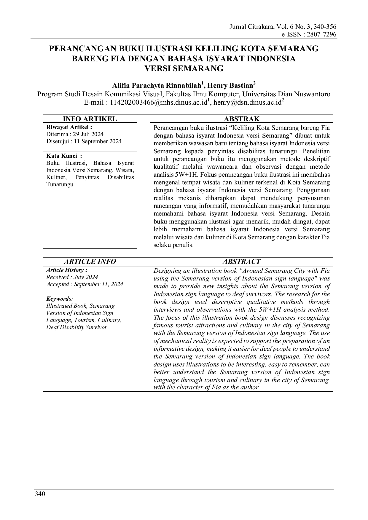 JURIS Perancangan Buku Ilustrasi Keliling Kota Semarang Bareng Fia Dengan Bahasa Isyarat Indonesia Versi Semarang