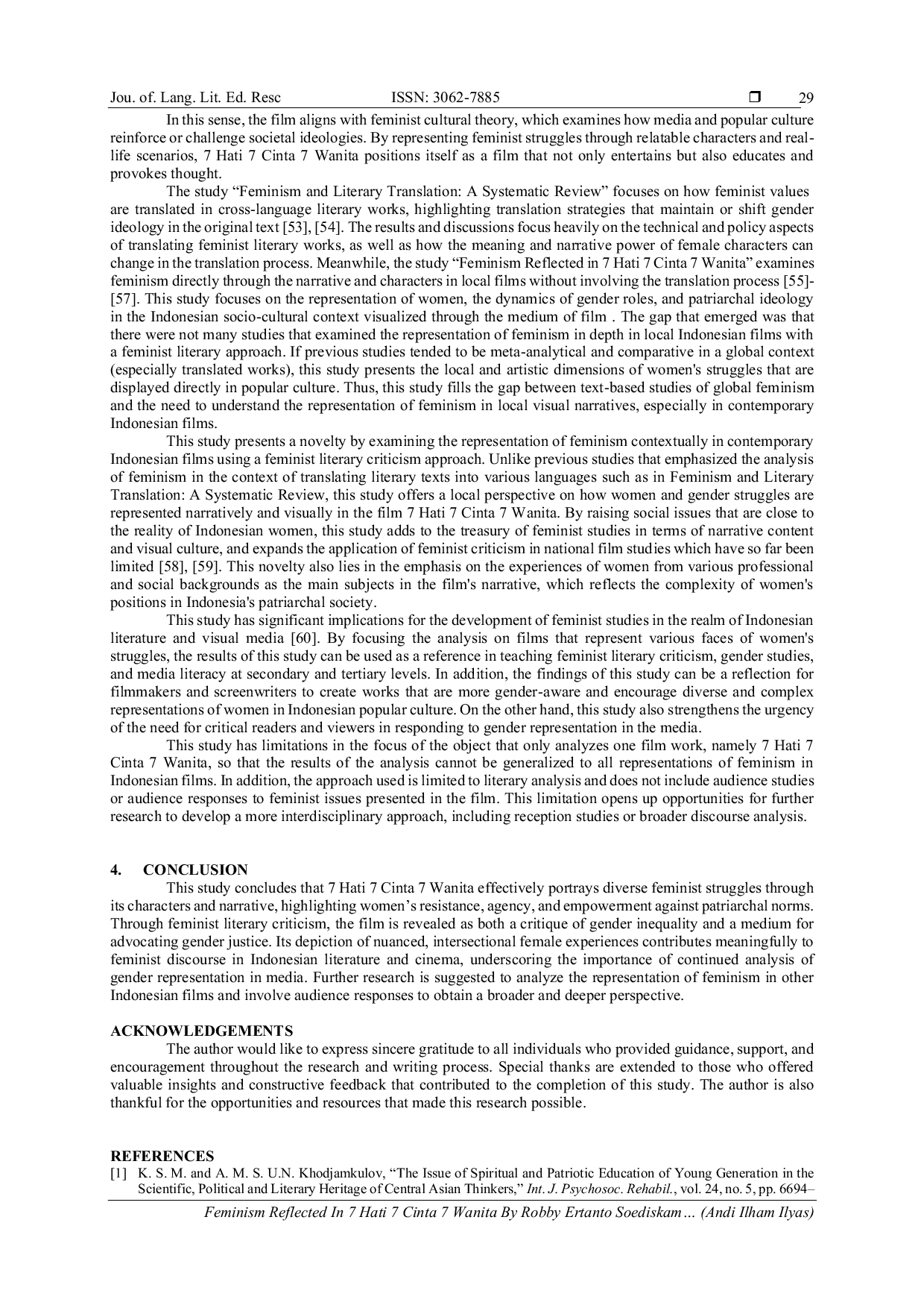 JURIS Feminism Reflected in 7 Hati 7 Cinta 7 Wanita By Robby Ertanto Soediskam A Literary Feminist Analysis