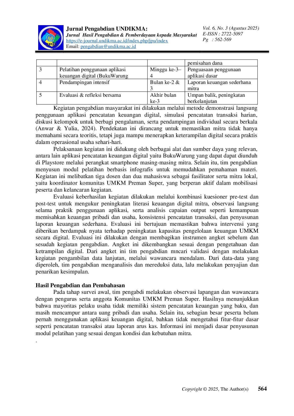 JURIS Transformasi Keuangan UMKM melalui Digitalisasi Pelatihan dan Pendampingan Aplikasi Pencatatan Keuangan pada Komunitas Preman Super