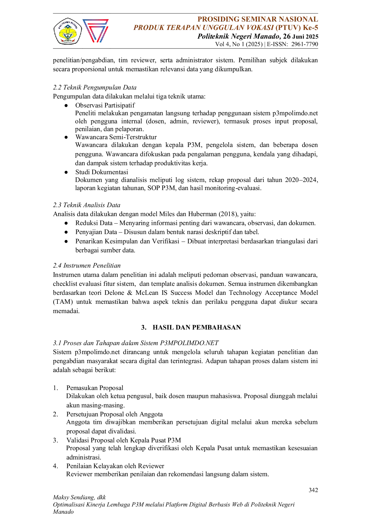 JURIS Optimalisasi Kinerja Lembaga P3M melalui Platform Digital Berbasis Web di Politeknik Negeri Manado