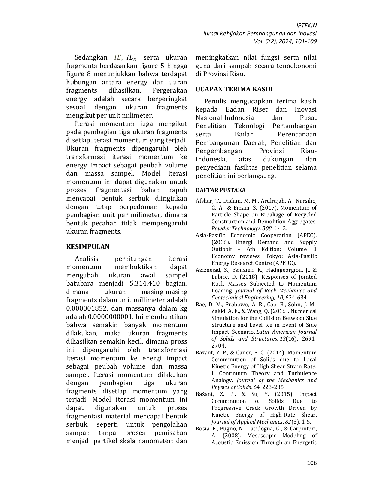 JURIS Iterasi Momentum Fragmentasi Batubara Mencapai Bentuk Serbuk