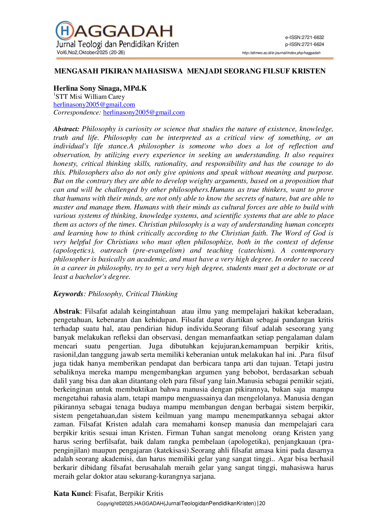 JURIS Mengasah Pikiran Mahasiswa Menjadi Seorang Filsuf Kristen