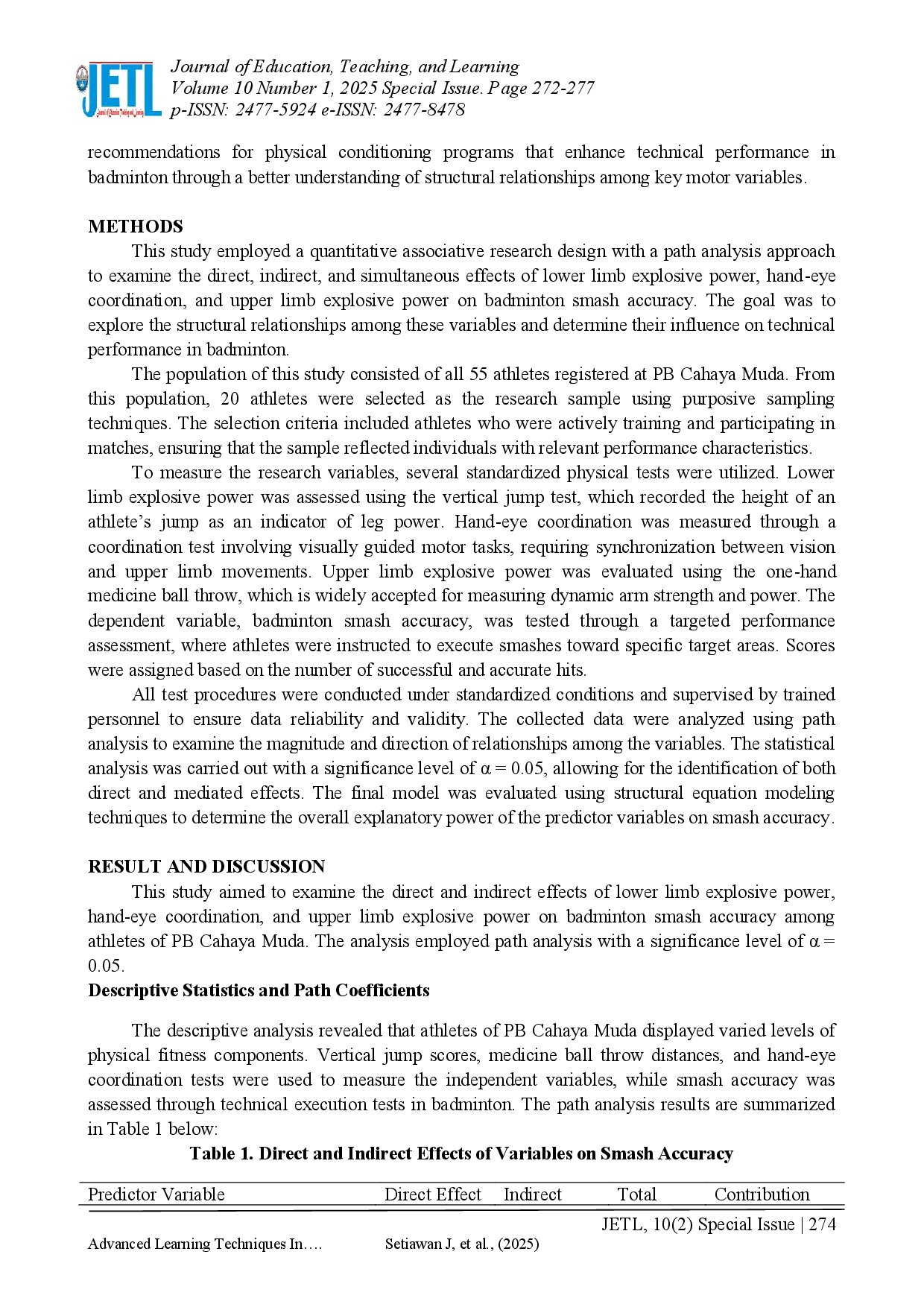 juris Advanced Learning Techniques In Badminton At The Cahaya Muda Badminton Association