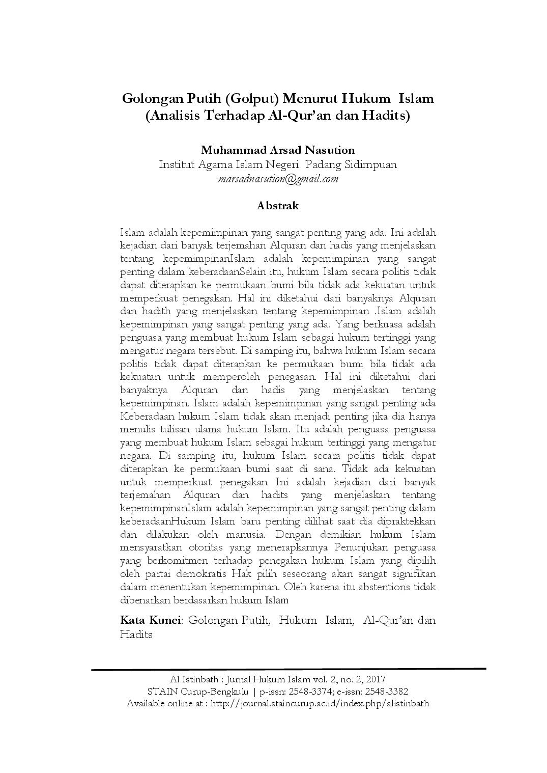 juris Golongan Putih GolputT Menurut Hukum Islam analisis terhadap Al Qur an dan Hadits