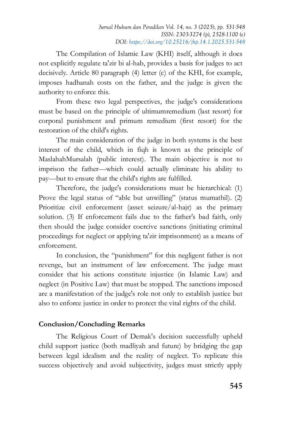 JURIS Ensuring Justice in Child Support After Divorce A Jurimetric Review of at Religious Court of Demak Decision