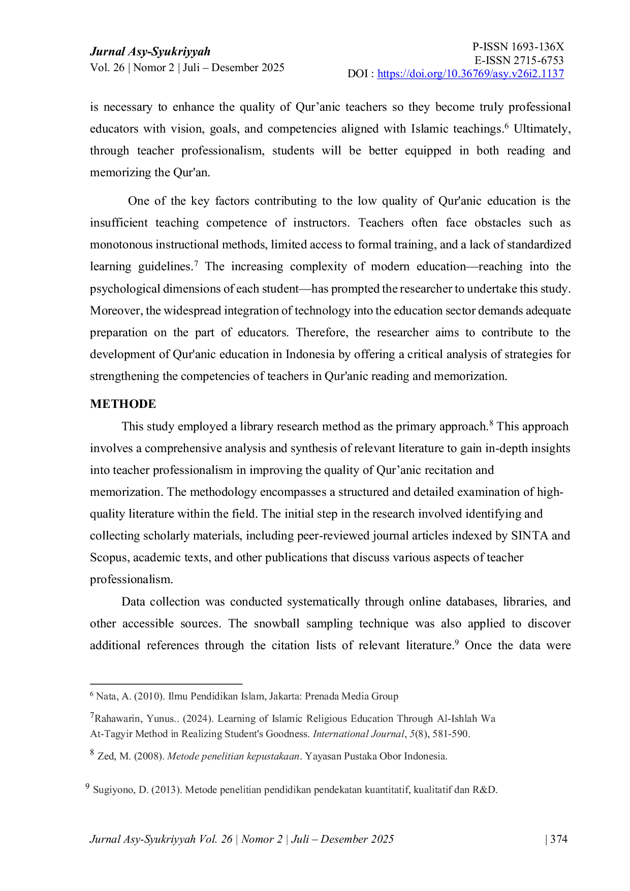 JURIS Strategies for Strengthening the Professional Competences of Qur an Teachers in Digital Era