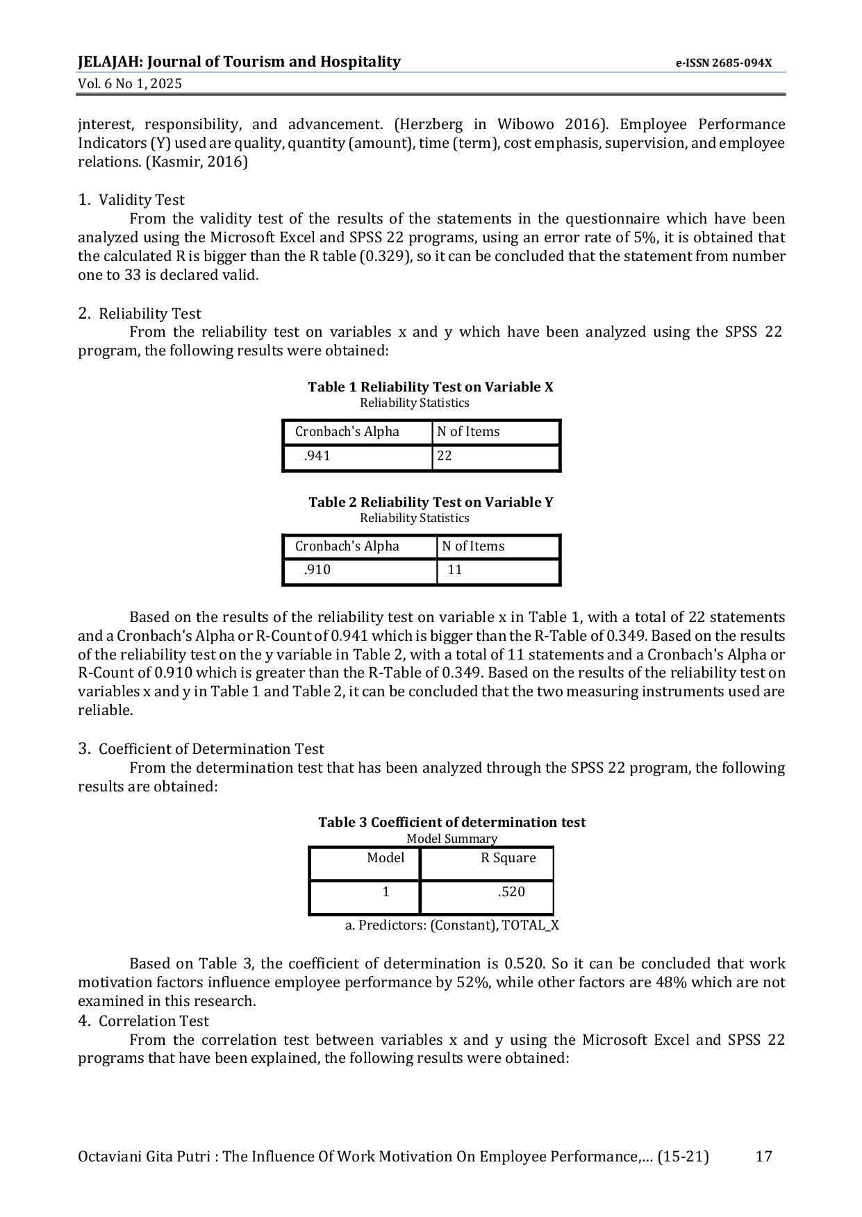 JURIS The Influence Of Work Motivation On Employee Performance At Paradigma Restaurant And Caf Cikini