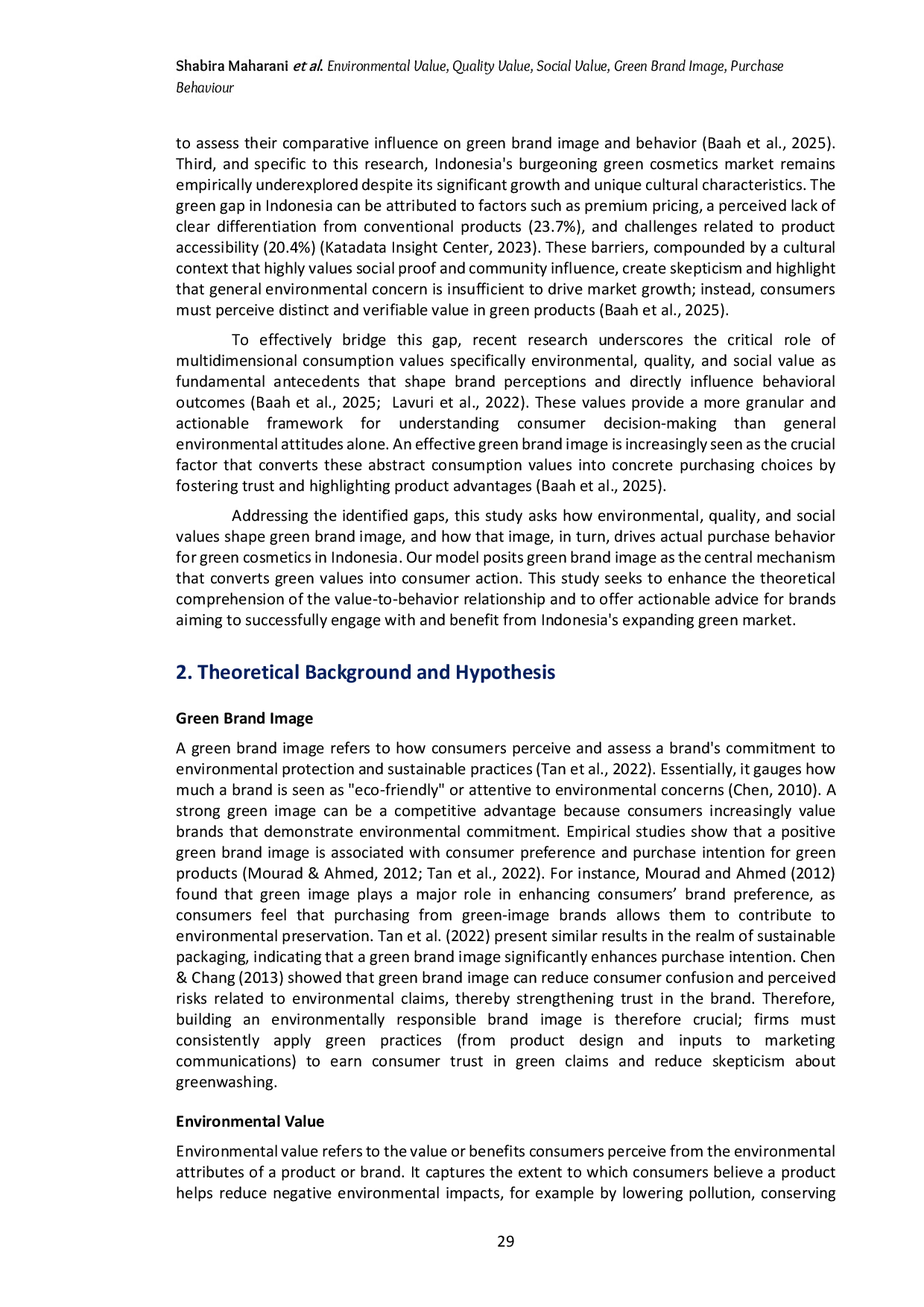 JURIS From values to action the critical mediation of green brand image in green cosmetics purchase behaviour