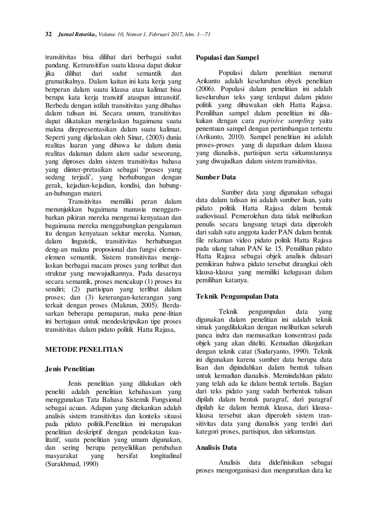 JURIS Analisis Hubungan Sistem Transivitas dan Konteks Situasi dalam Pidato Politik Hatta Rajasa Tinjauan Sistemik Fungsional