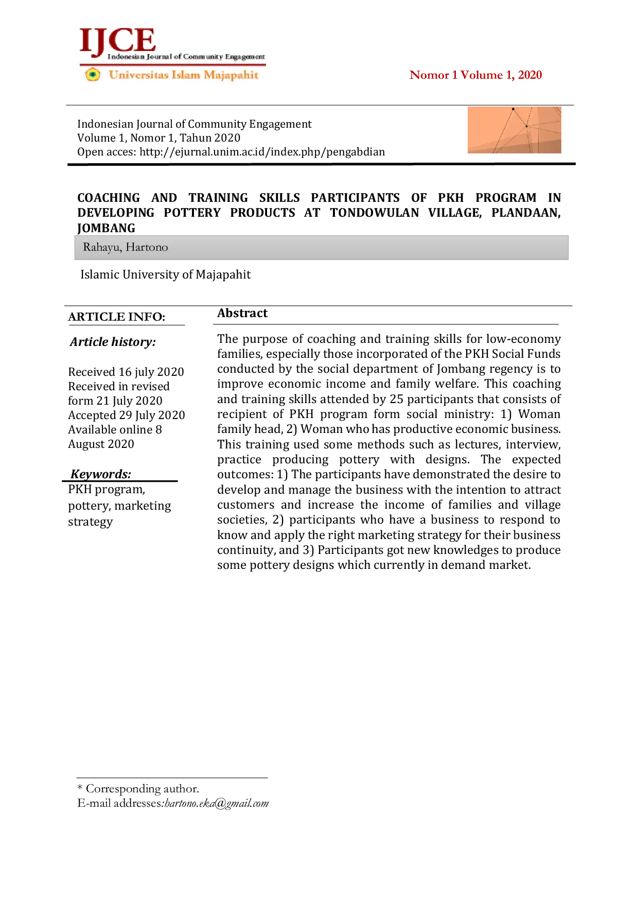 JURIS Coaching and Training Skills Participants of PKH Program in Developing Pottery Products at Tondowulan Village Plandaan Jombang