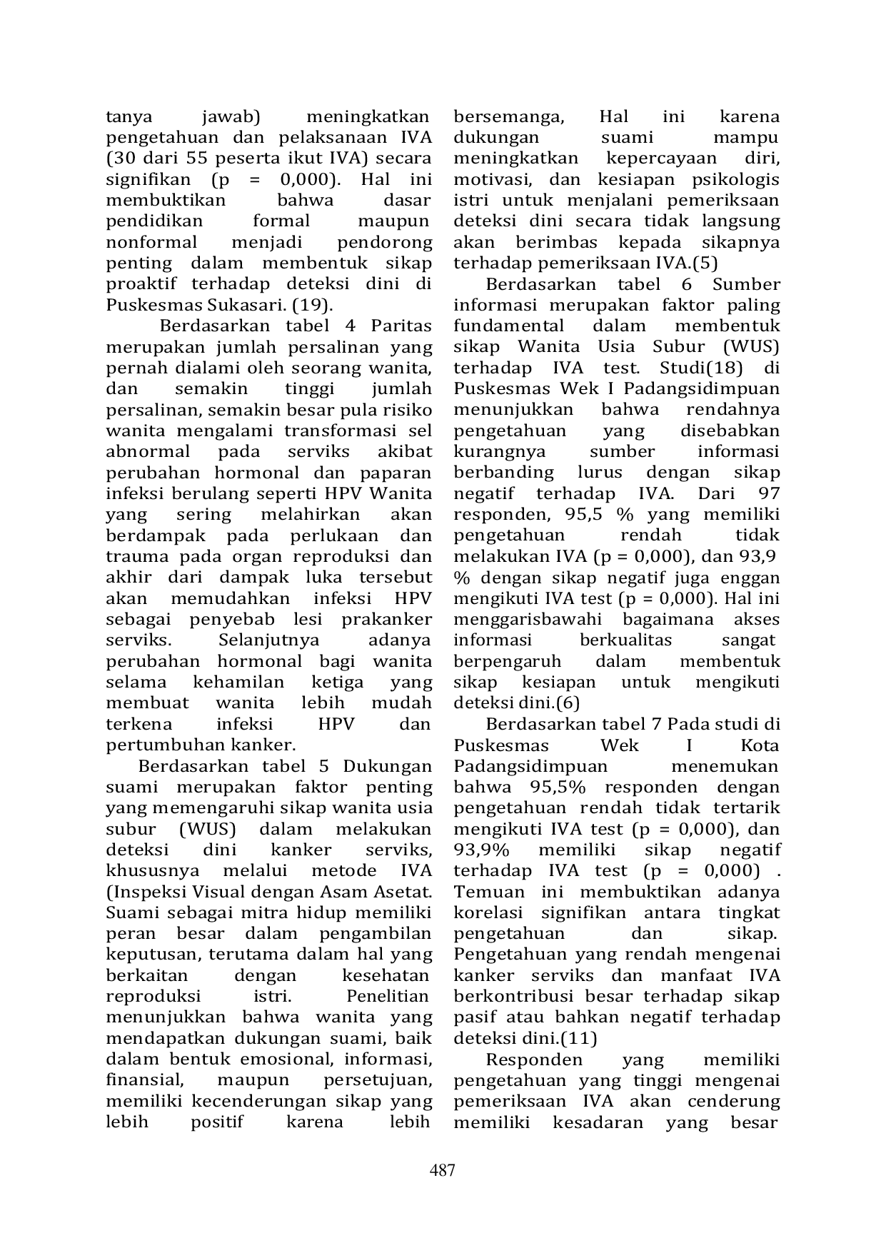 JURIS Faktor Faktor Yang Berhubungan Dengan Sikap Wus Dalam Deteksi Dini Kanker Serviks Dengan Metode Iva Test Di Puskesmas Sukasari Tangerang