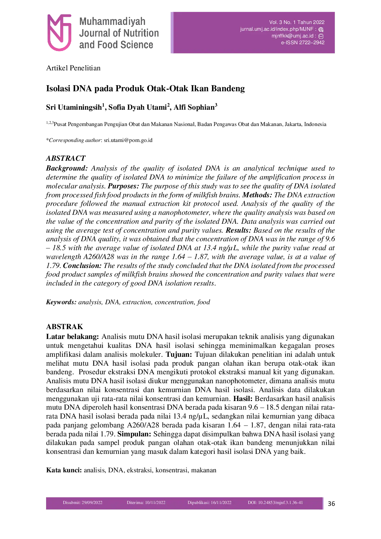 JURIS Isolasi DNA pada Produk Otak Otak Ikan Bandeng