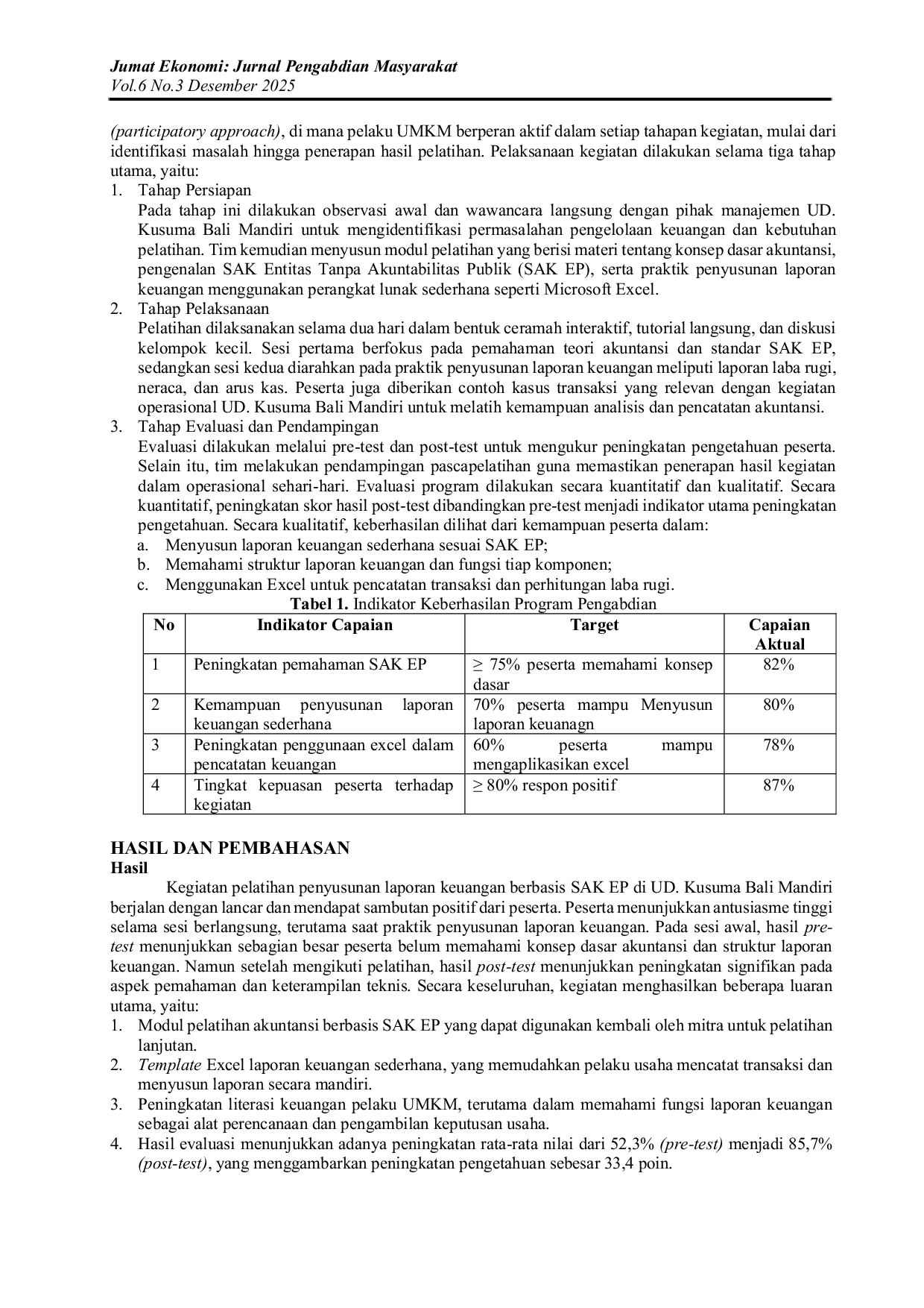 JURIS Pelatihan Penyusunan Laporan Keuangan Berbasis SAK EP Bagi Pelaku UMKM UD Kusuma Bali Mandiri Cabang Karangasem