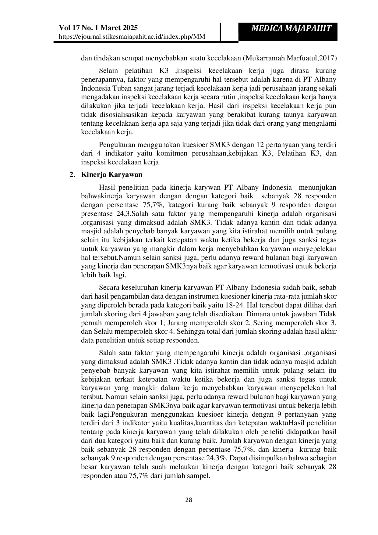 JURIS Korelasi Penerapan Program Sistem SMK3 Dengan Kinerja Karyawan