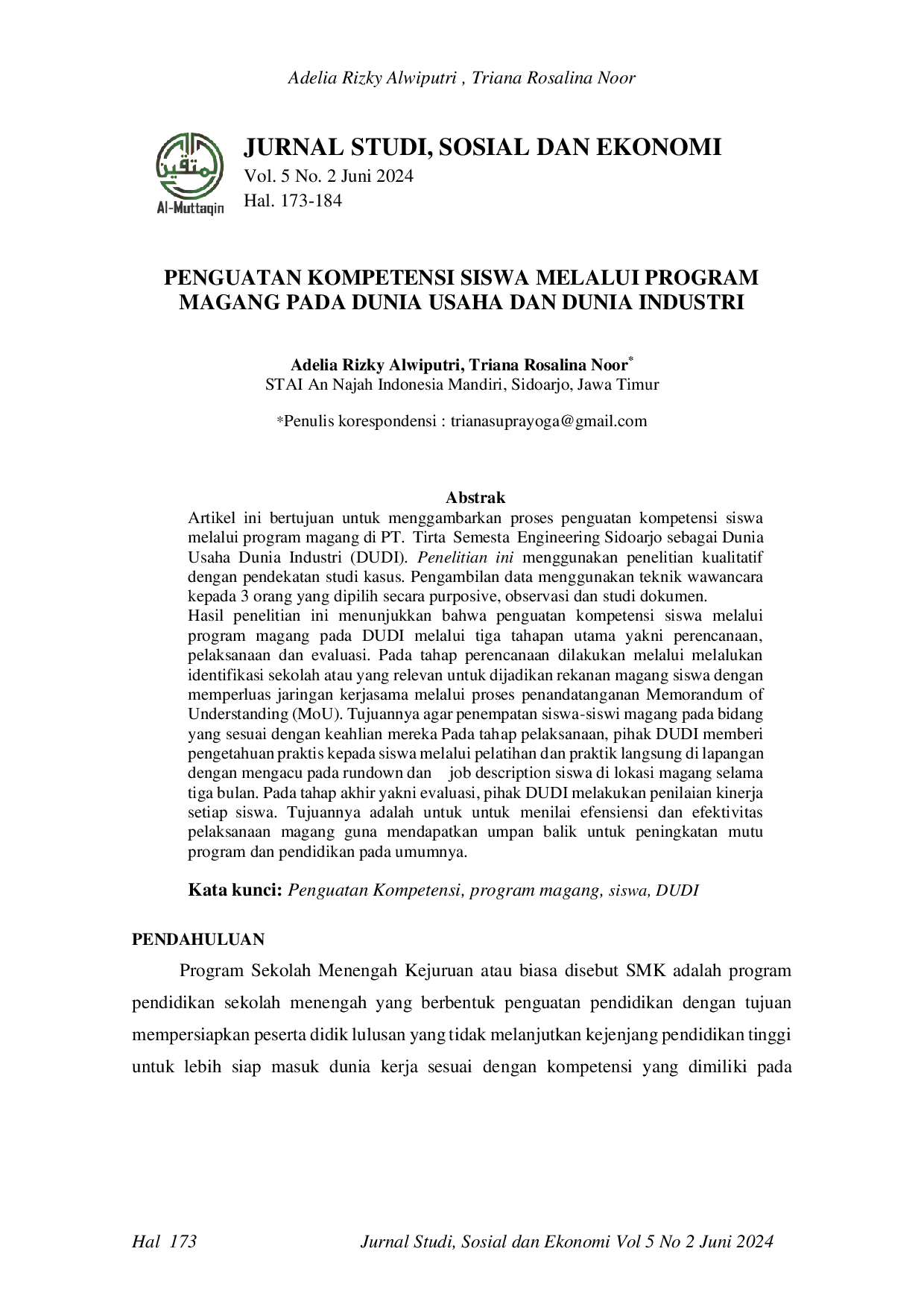 juris Penguatan Kompetensi Siswa Melalui Program Magang Pada Dunia Usaha Dan Dunia Industri