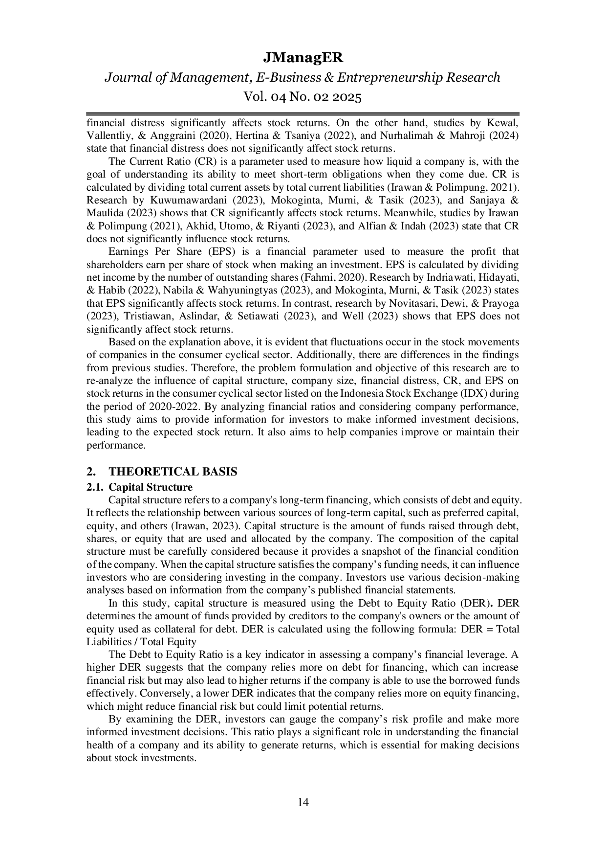 JURIS The Analysis of Micro Factors of Companies on Stock Return in the Consumer Cyclicals Sector on the Indonesia Stock Exchange