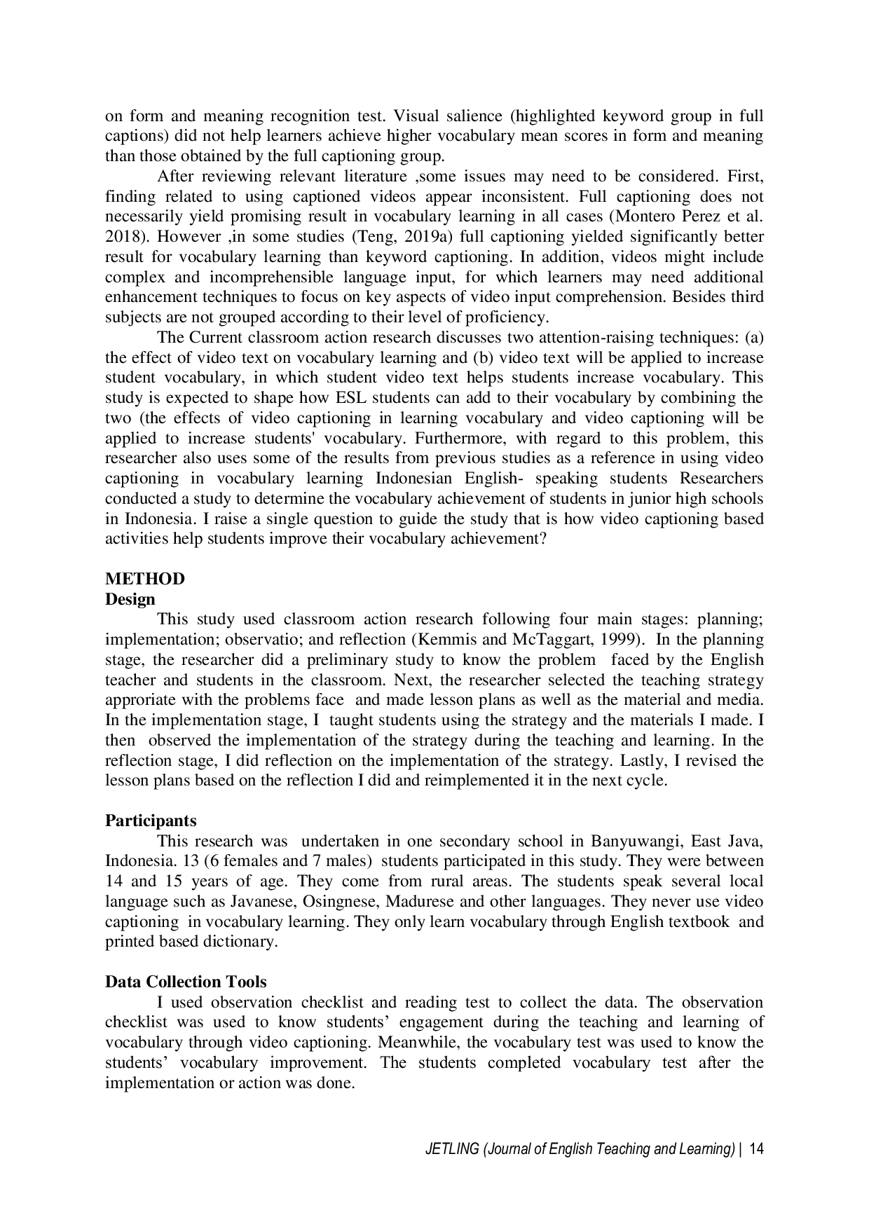 JURIS USING VIDEOCAPTIONING BASED ACTIVITIES TO DEVELOP EFL SECONDARY SCHOOL LEARNERS VOCABULARY