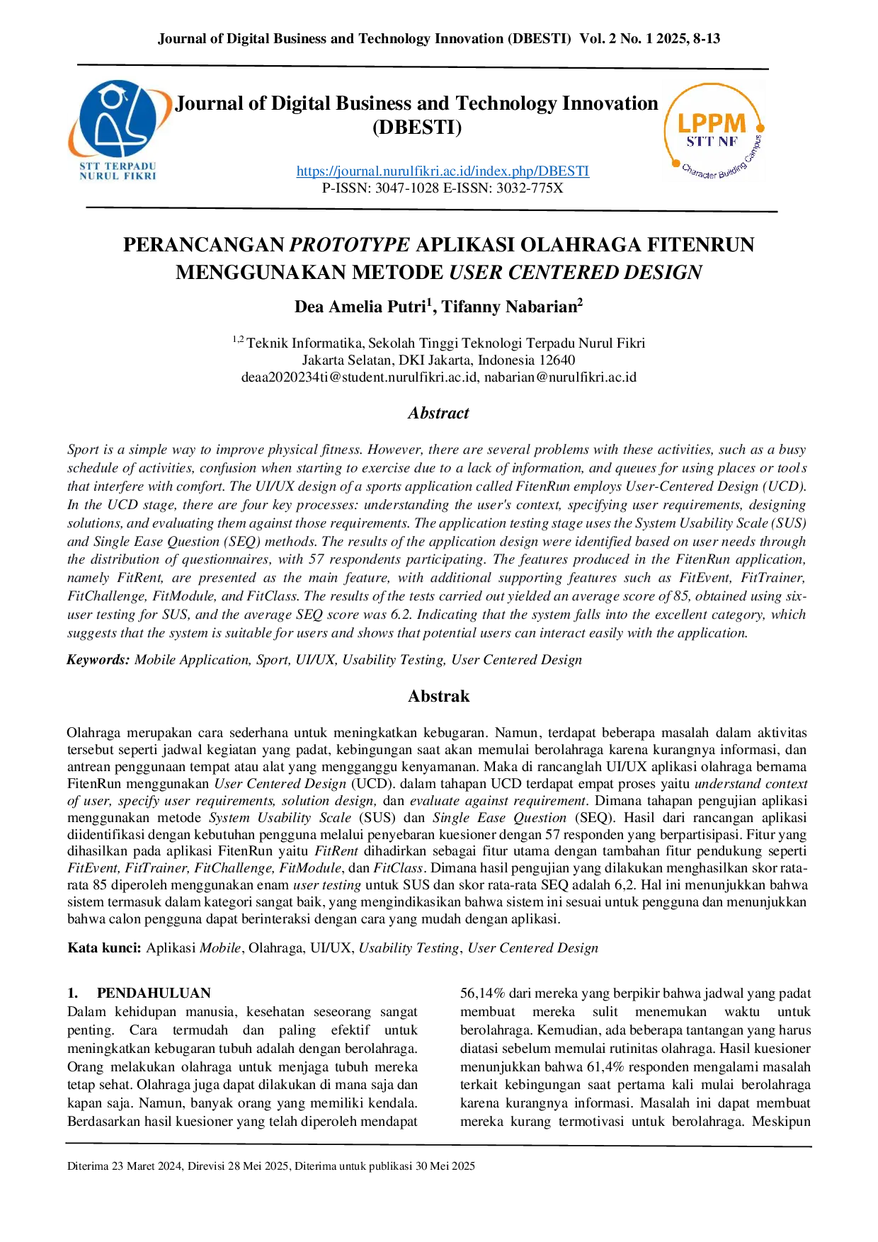 JURIS Perancangan Prototype Aplikasi Olahraga FitenRun Menggunakan Metode User Centered Design