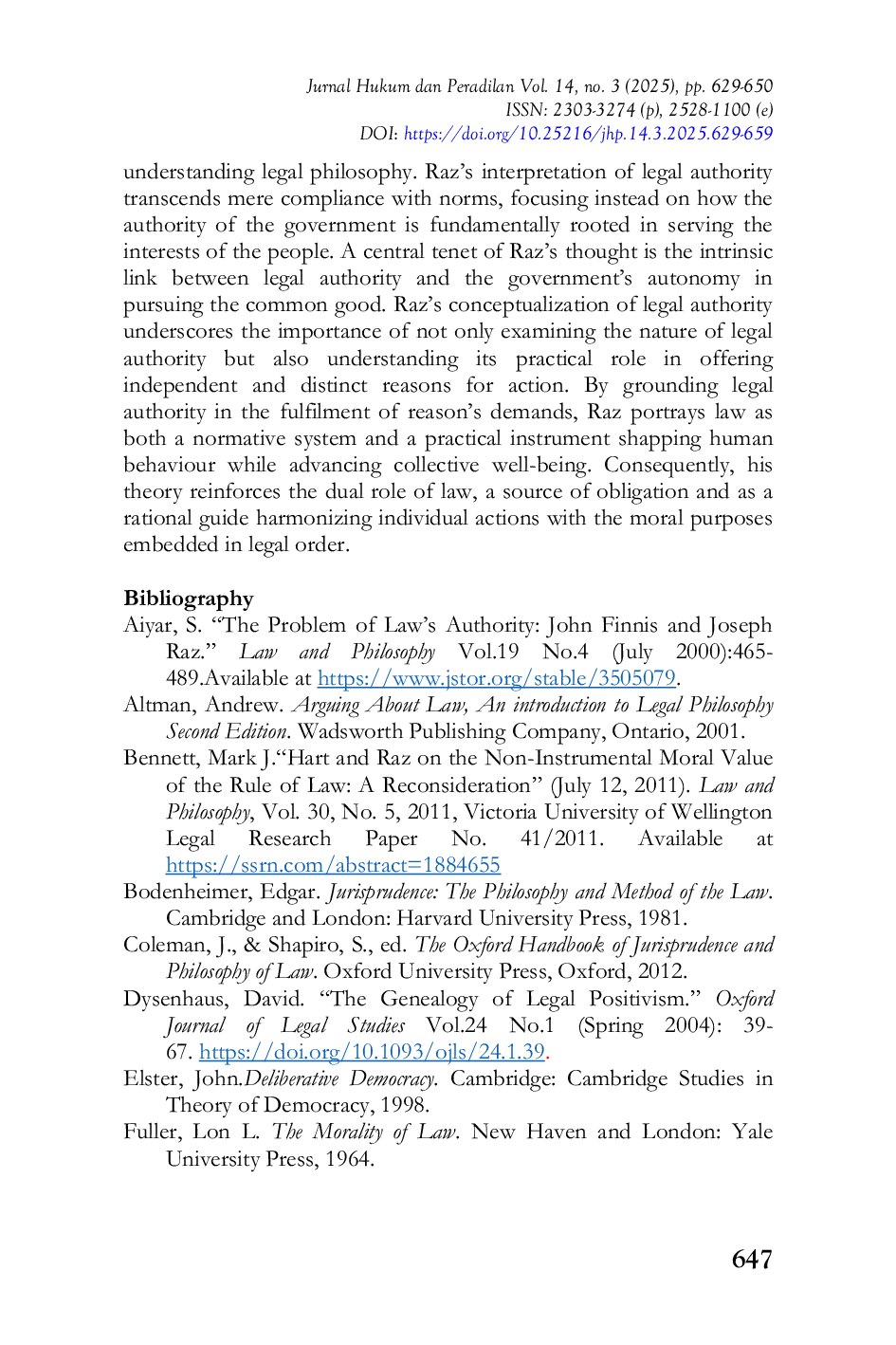 JURIS Acting Rightly For The Right Reason Joseph Raz s Philosophical Thoughts About Authority
