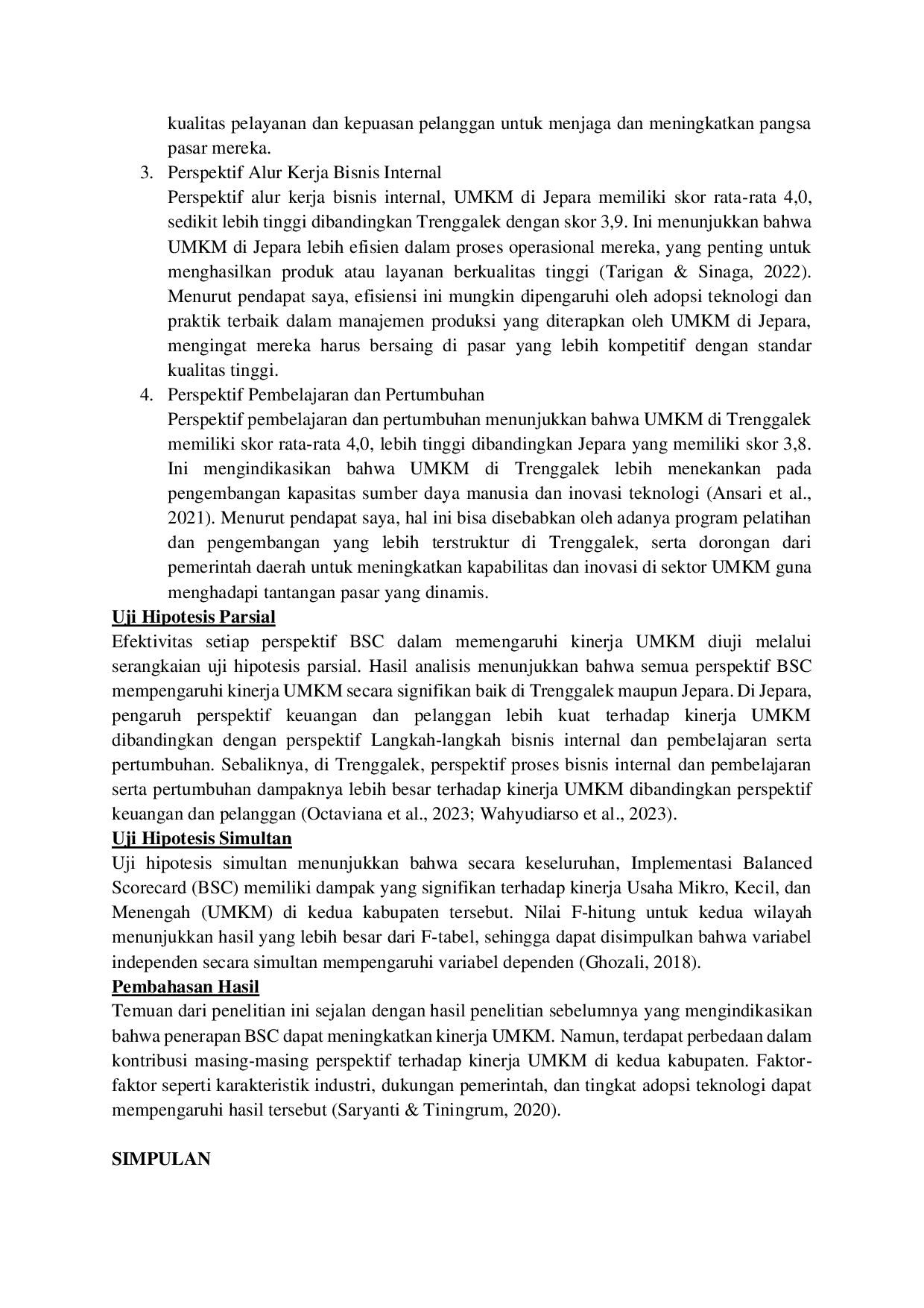 JURIS Peran Balance Scorecard dalam Meningkatkan Kinerja UMKM Studi Komparatif Kabupaten Trenggalek dan Kabupaten Jepara