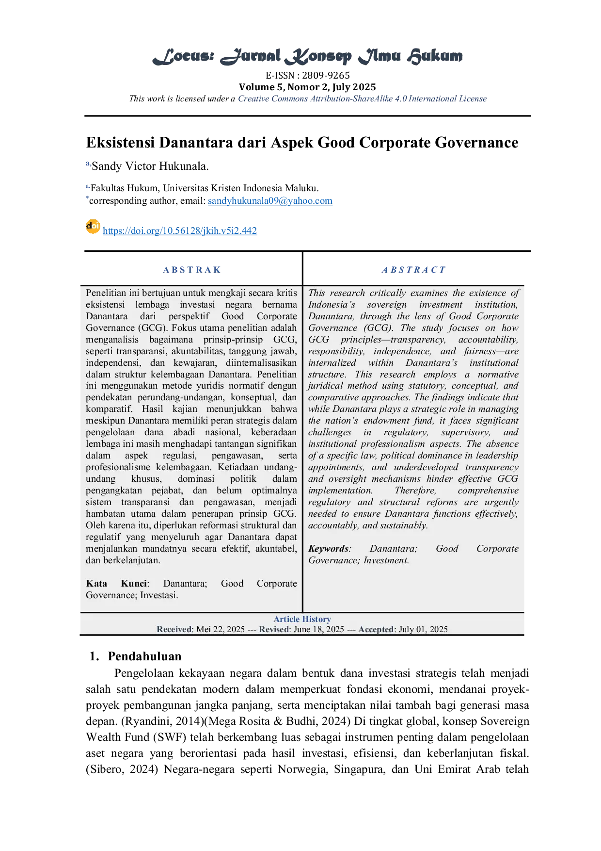 JURIS Eksistensi Danantara dari Aspek Good Corporate Governance
