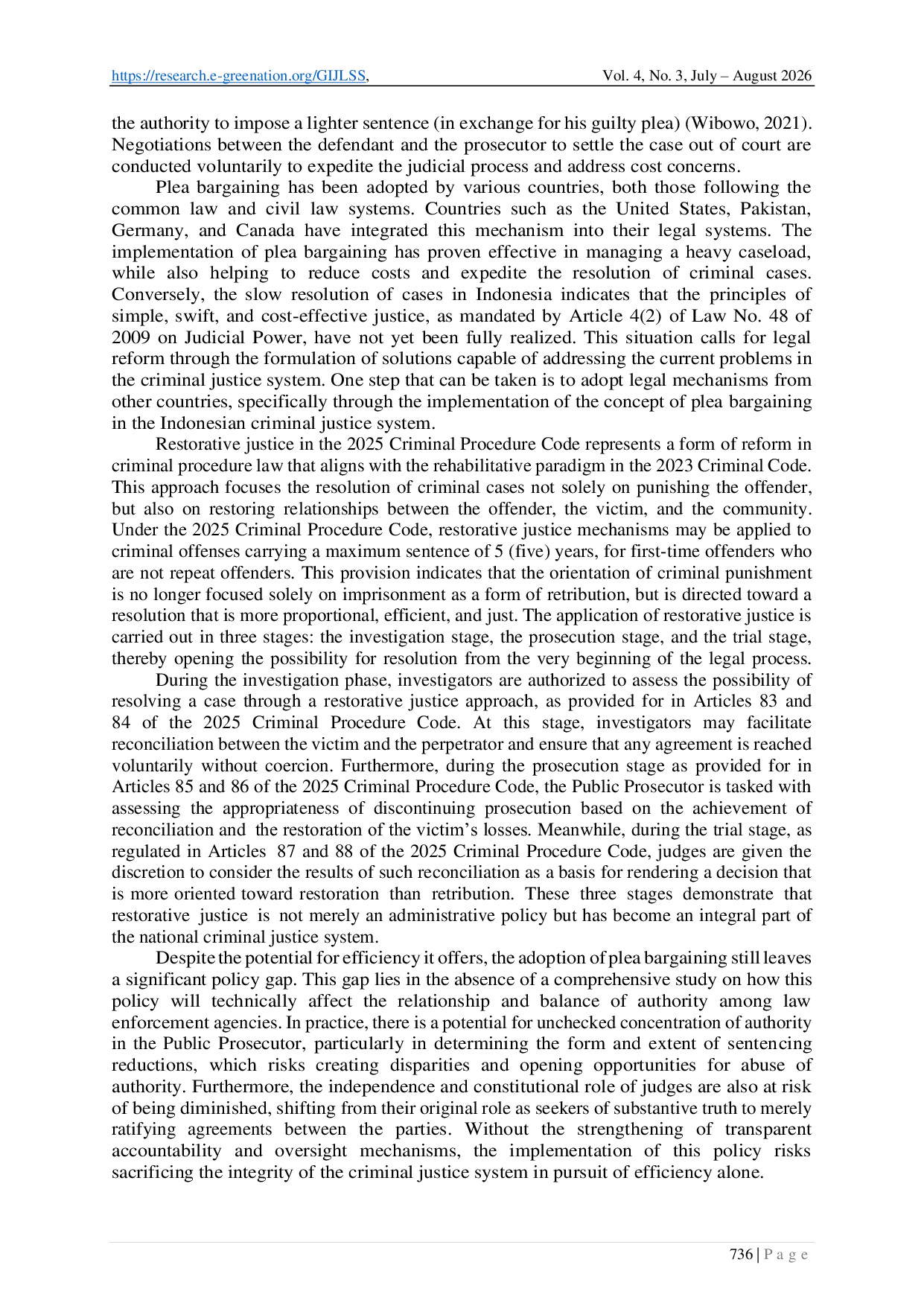 JURIS Reformulating the Concept of Plea Bargaining in the Criminal Justice System Following the New Criminal Code and Criminal Procedure Code