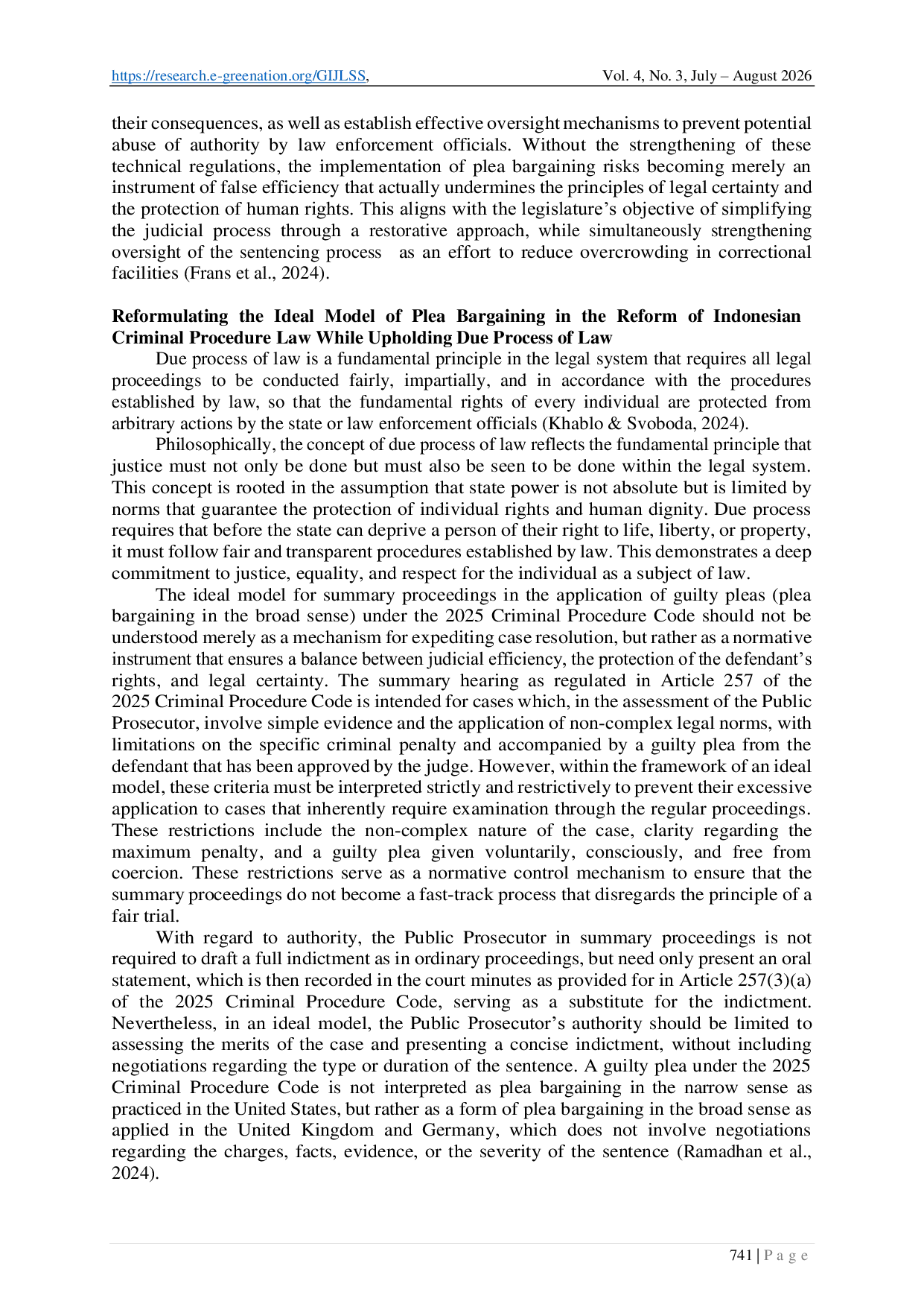 JURIS Reformulating the Concept of Plea Bargaining in the Criminal Justice System Following the New Criminal Code and Criminal Procedure Code
