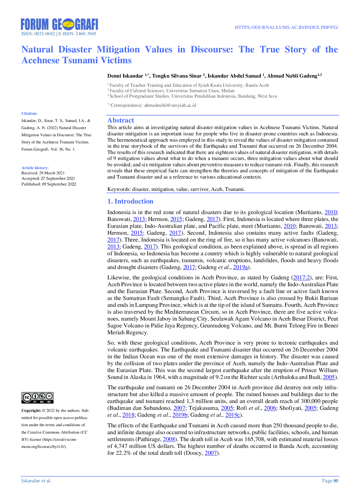 JURIS The Values of Natural Disaster Mitigation in Discourse The True Story of the Acehnese Tsunami Victims