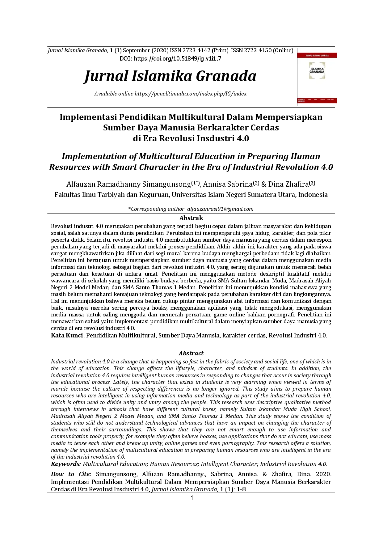 juris Implementasi Pendidikan Multikultural Dalam Mempersiapkan Sumber Daya Manusia Berkarakter Cerdas di Era Revolusi Insdustri 4 0