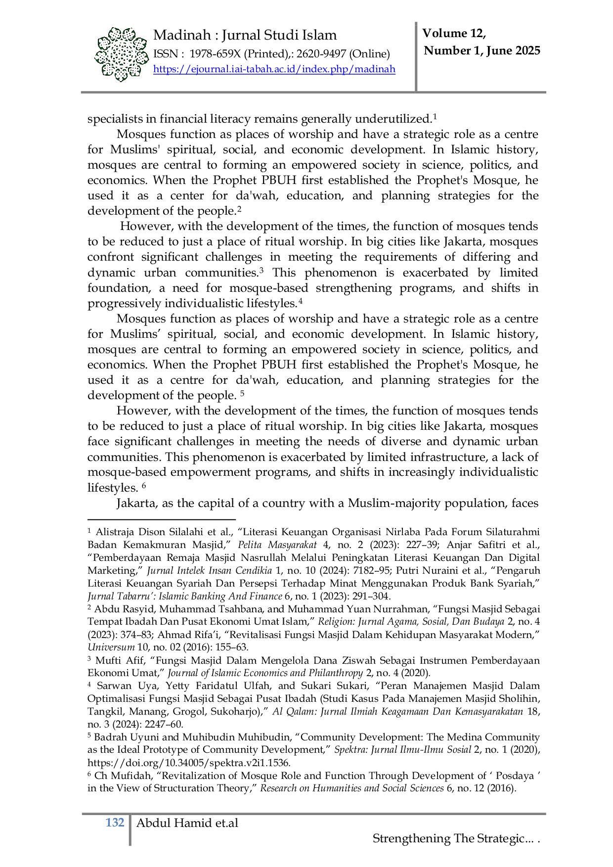 JURIS Strengthening the Strategic Role of Mosques in Jakarta From Spiritual Preaching to Economic Empowerment