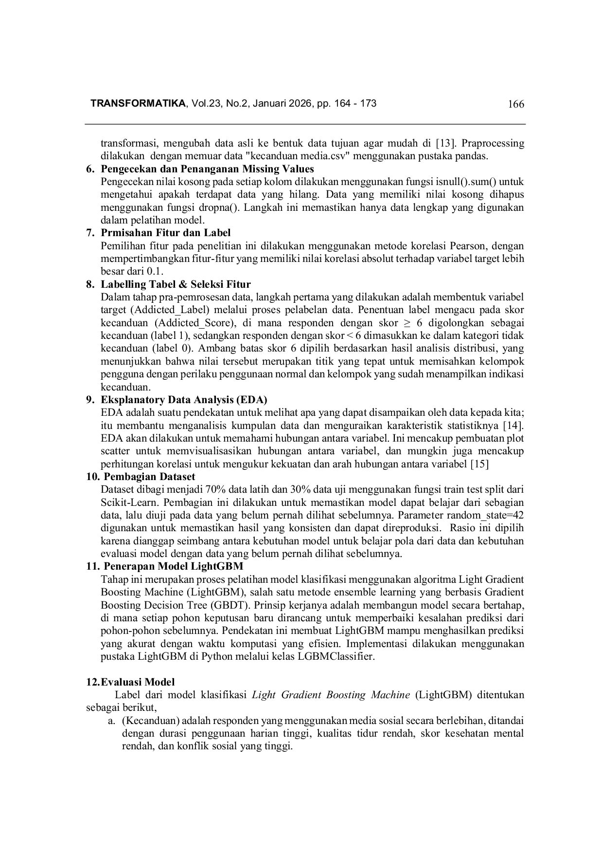 JURIS Analisa Performa Metode LightGBM untuk Prediksi Kecanduan Media Sosial