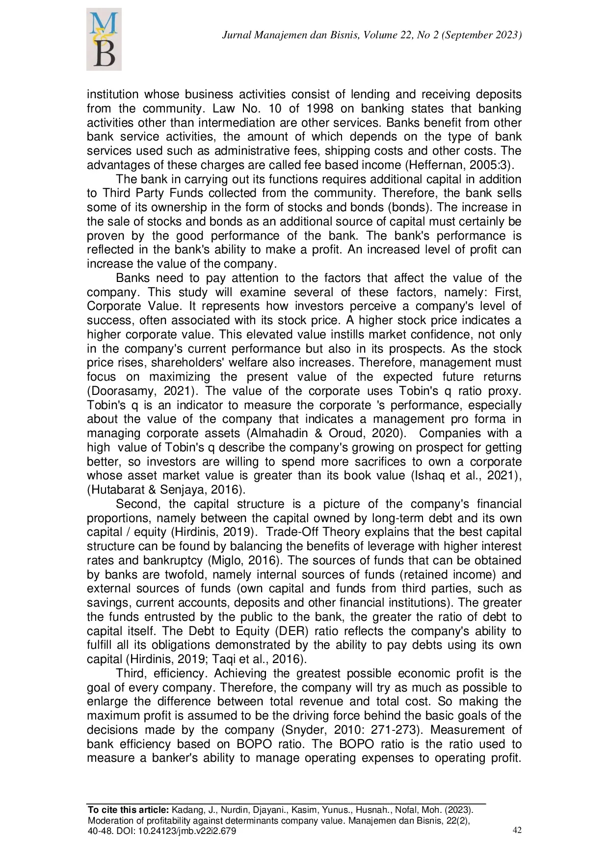 JURIS Moderation of profitability against determinants company value